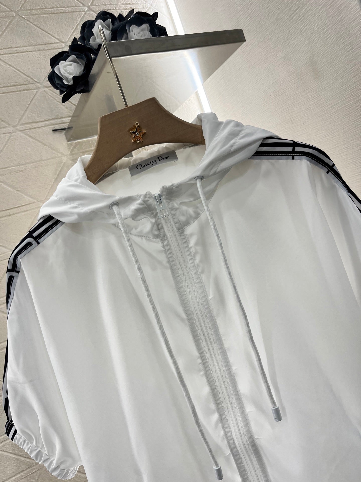 25ss logo embroidered hooded zipper short sleeves + shorts set