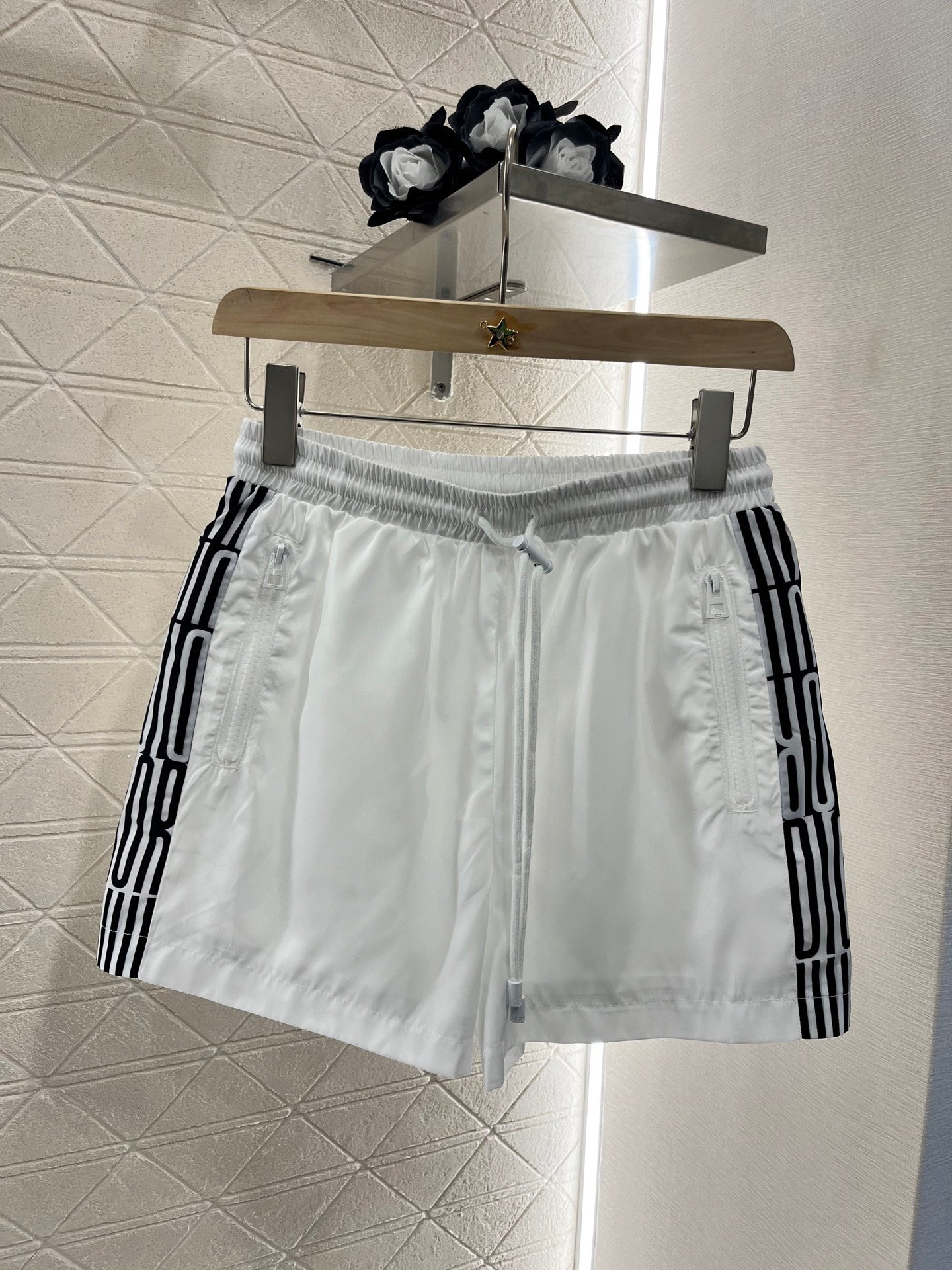 25ss logo embroidered hooded zipper short sleeves + shorts set