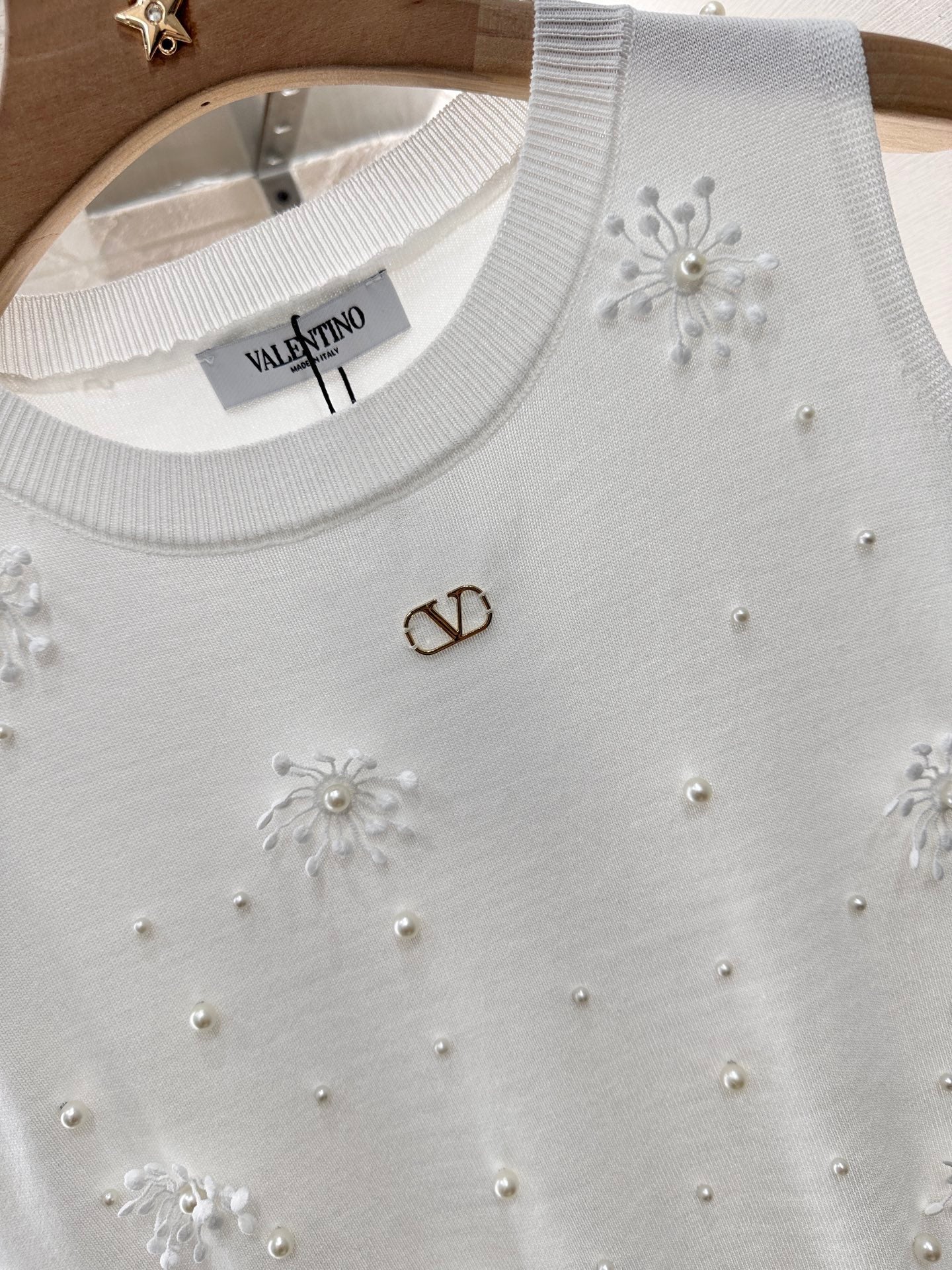25ss beaded snowflake knitted vest