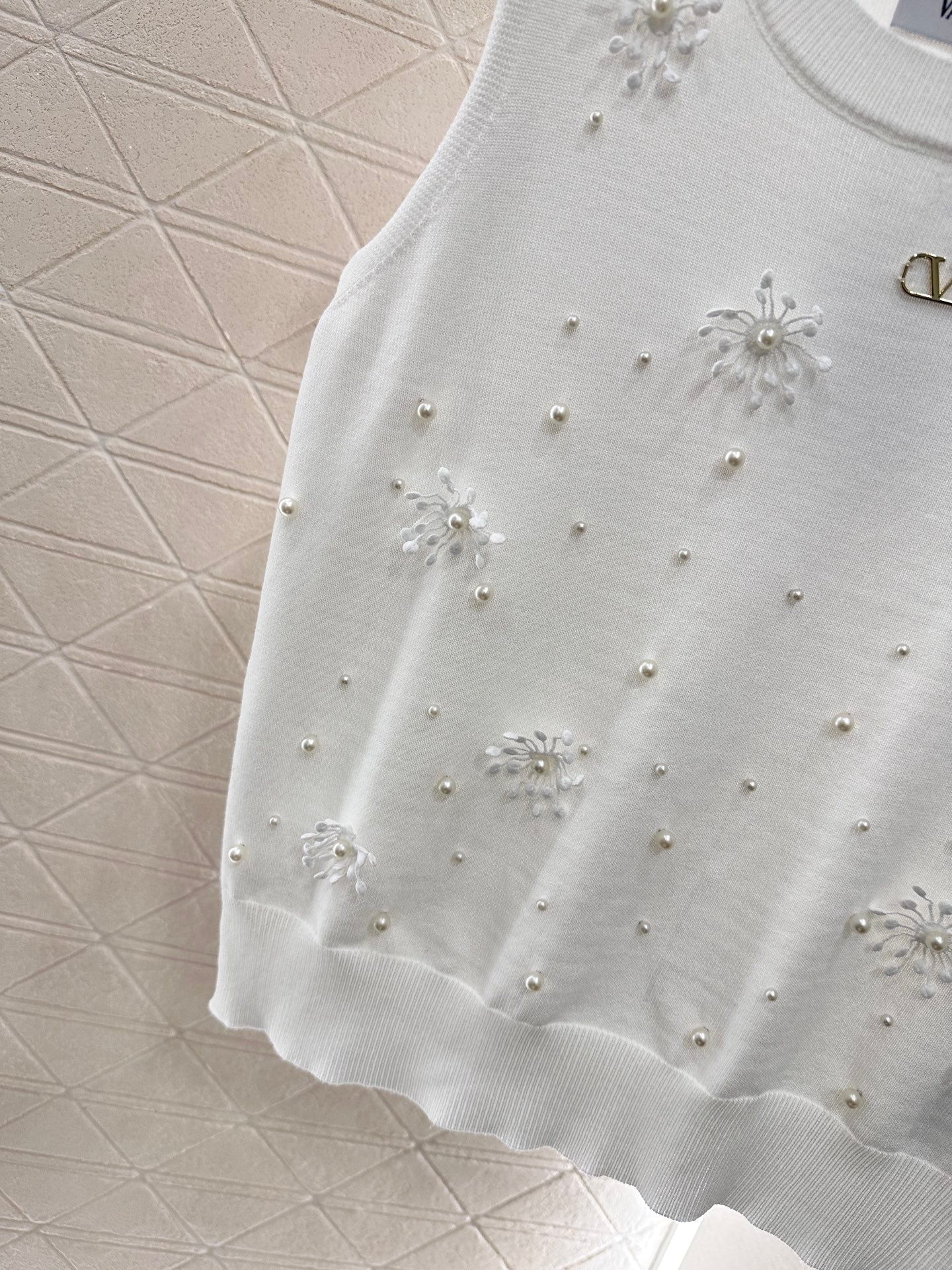 25ss beaded snowflake knitted vest