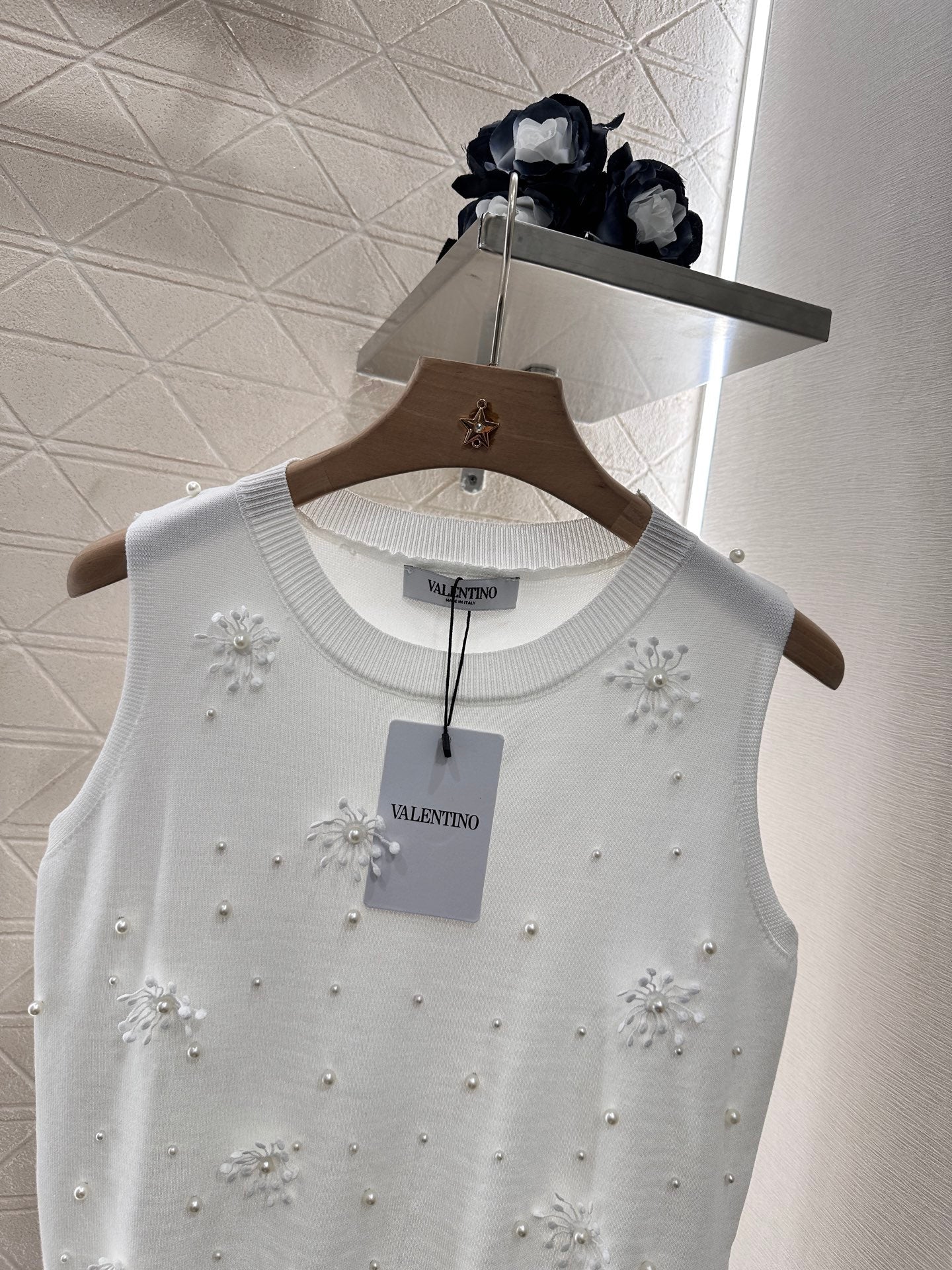 25ss beaded snowflake knitted vest