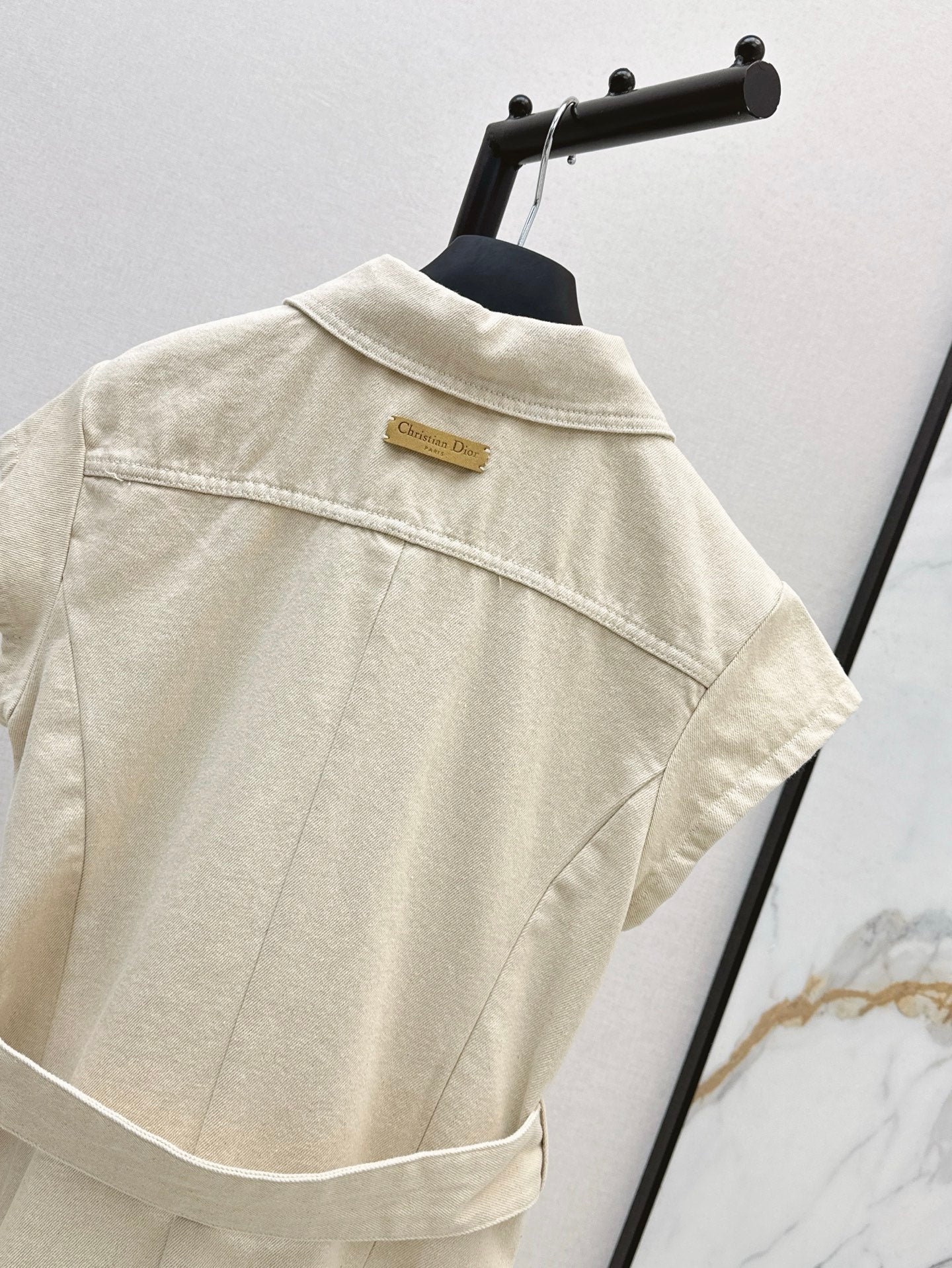 25ss metal belt buckle denim dress