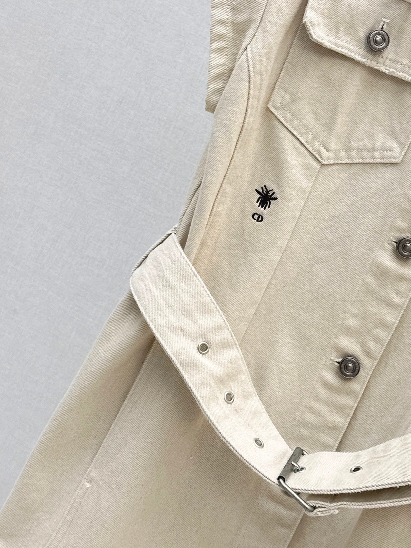 25ss metal belt buckle denim dress