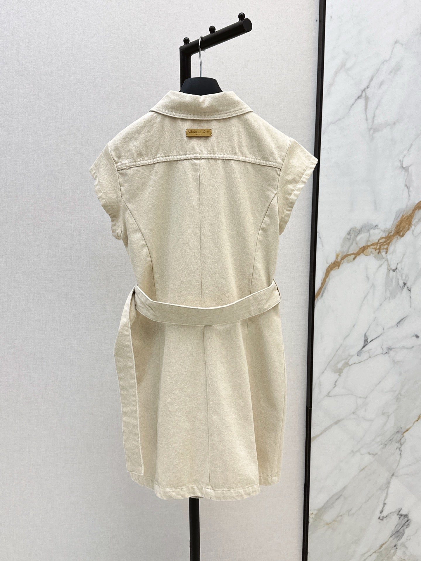 25ss metal belt buckle denim dress