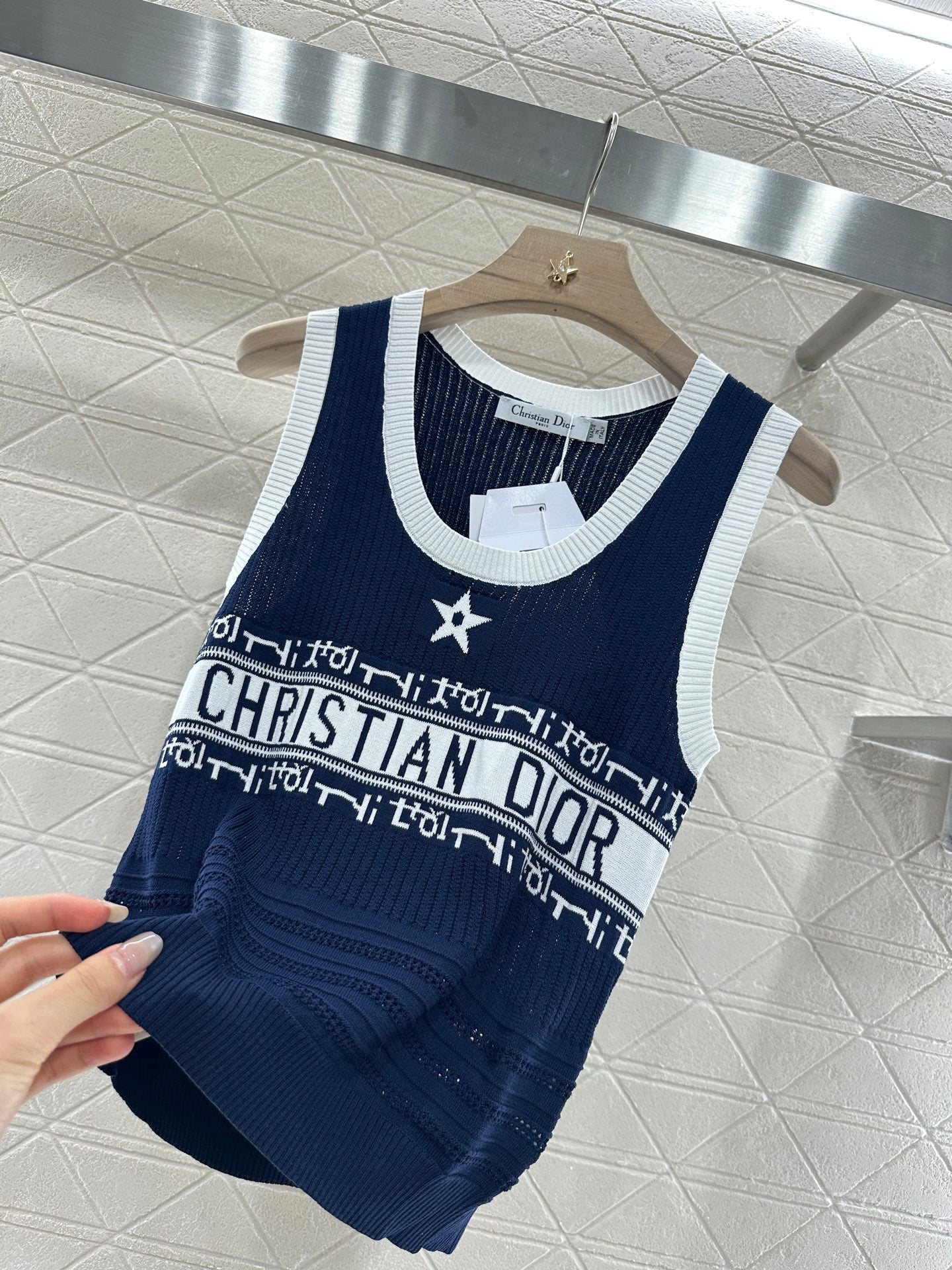 25ss crochet letter knitted vest
