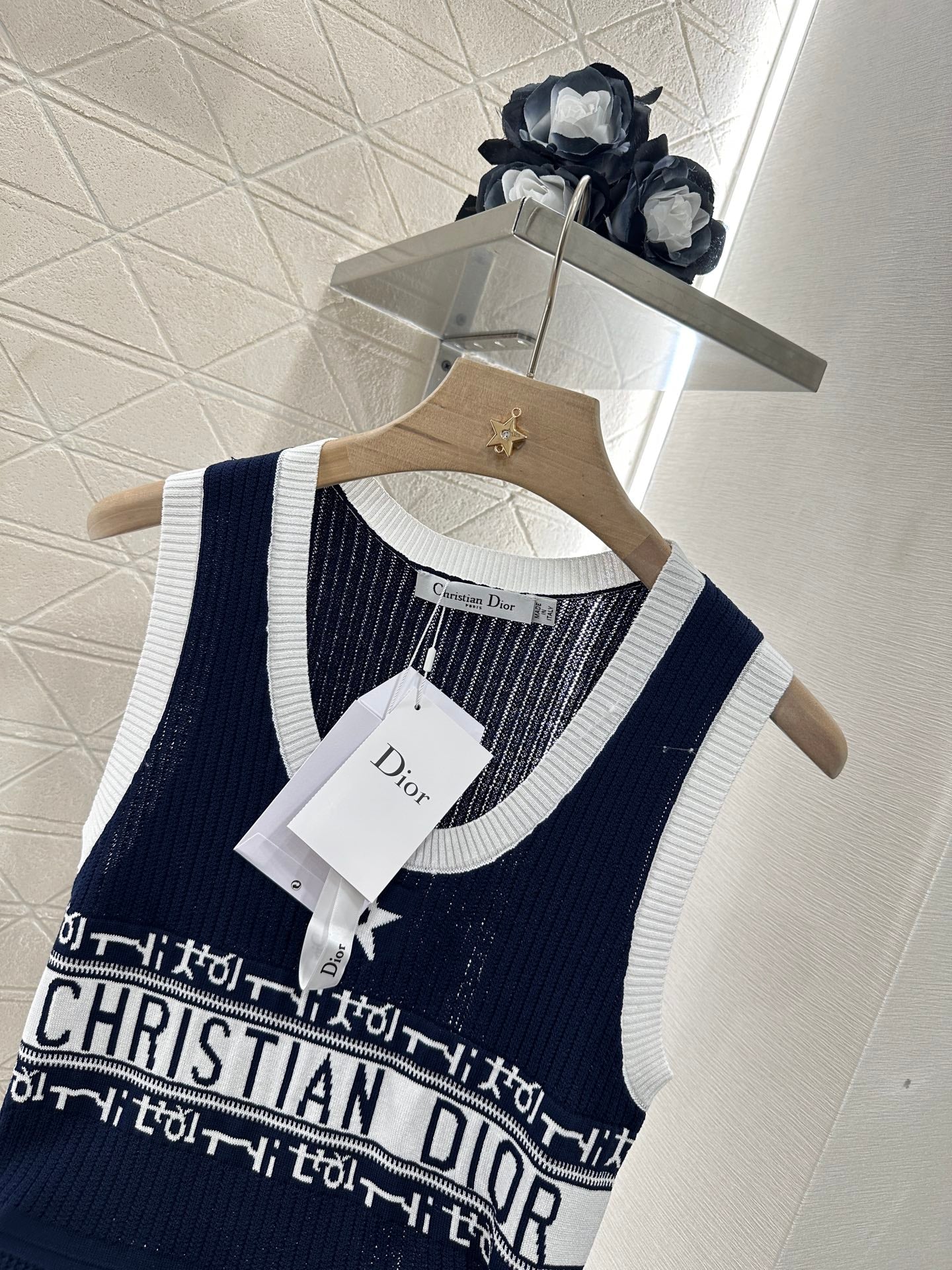 25ss crochet letter knitted vest