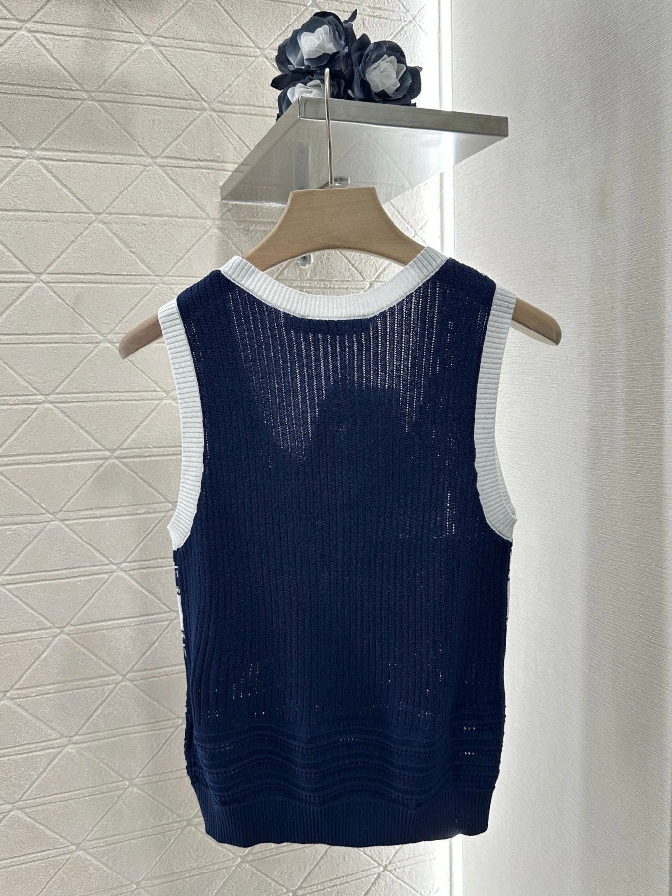 25ss crochet letter knitted vest