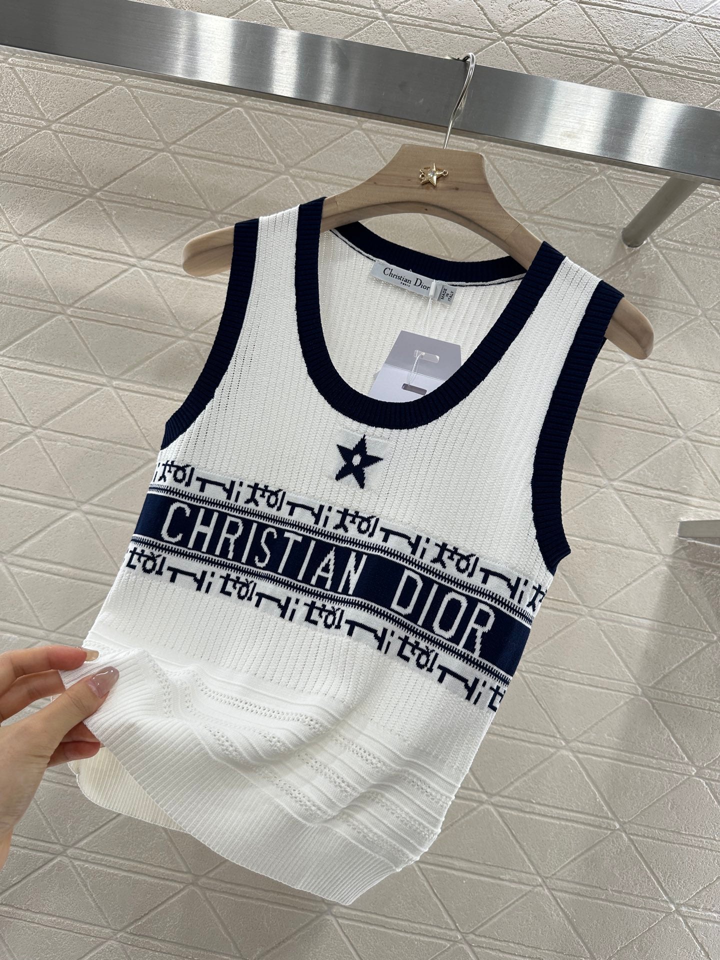 25ss crochet letter knitted vest