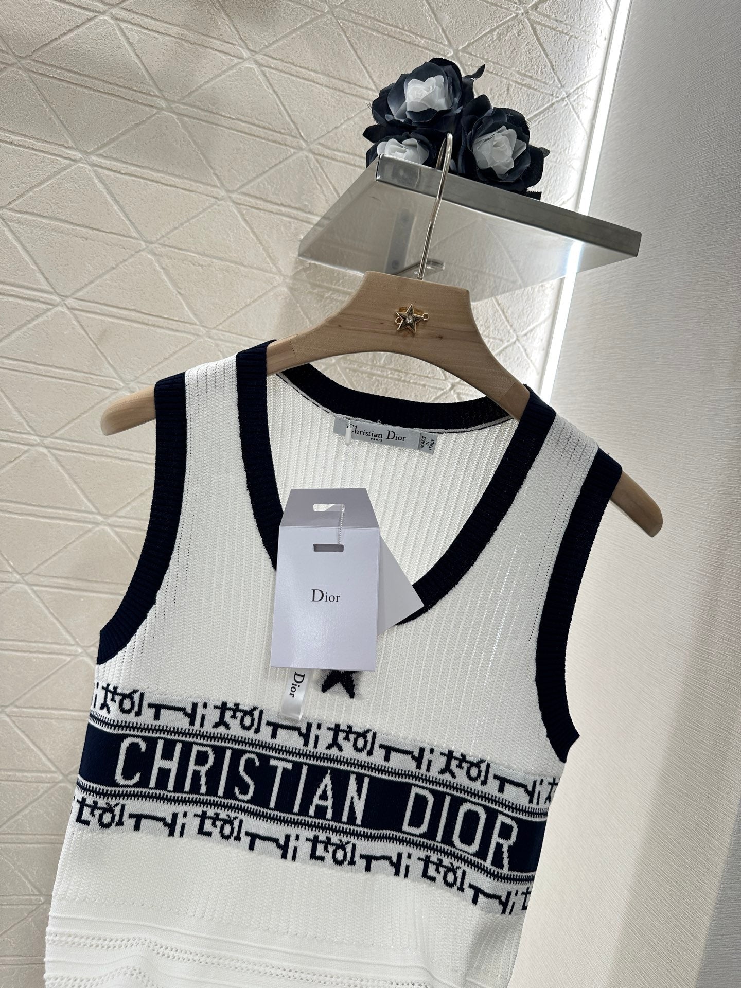 25ss crochet letter knitted vest