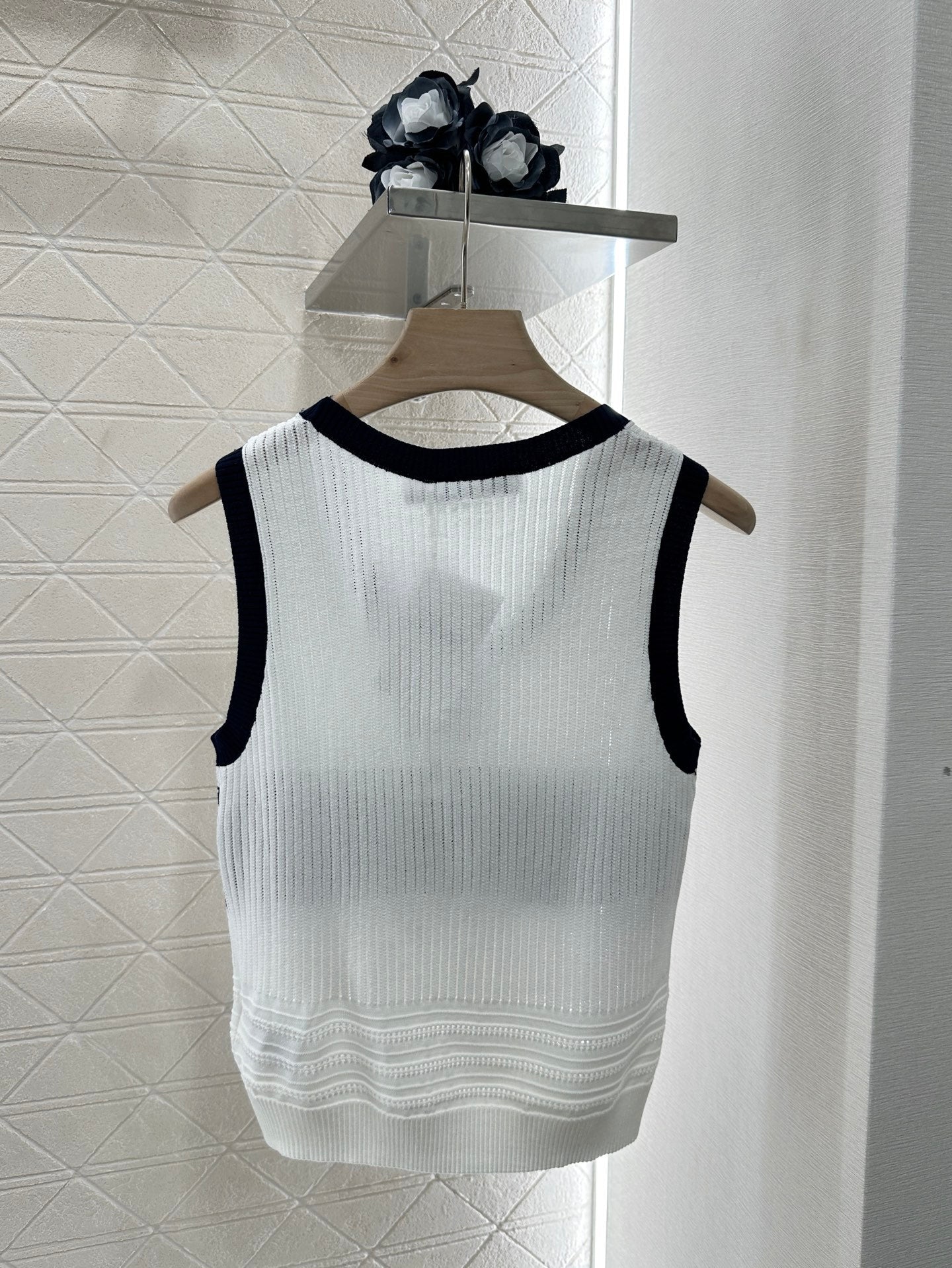 25ss crochet letter knitted vest
