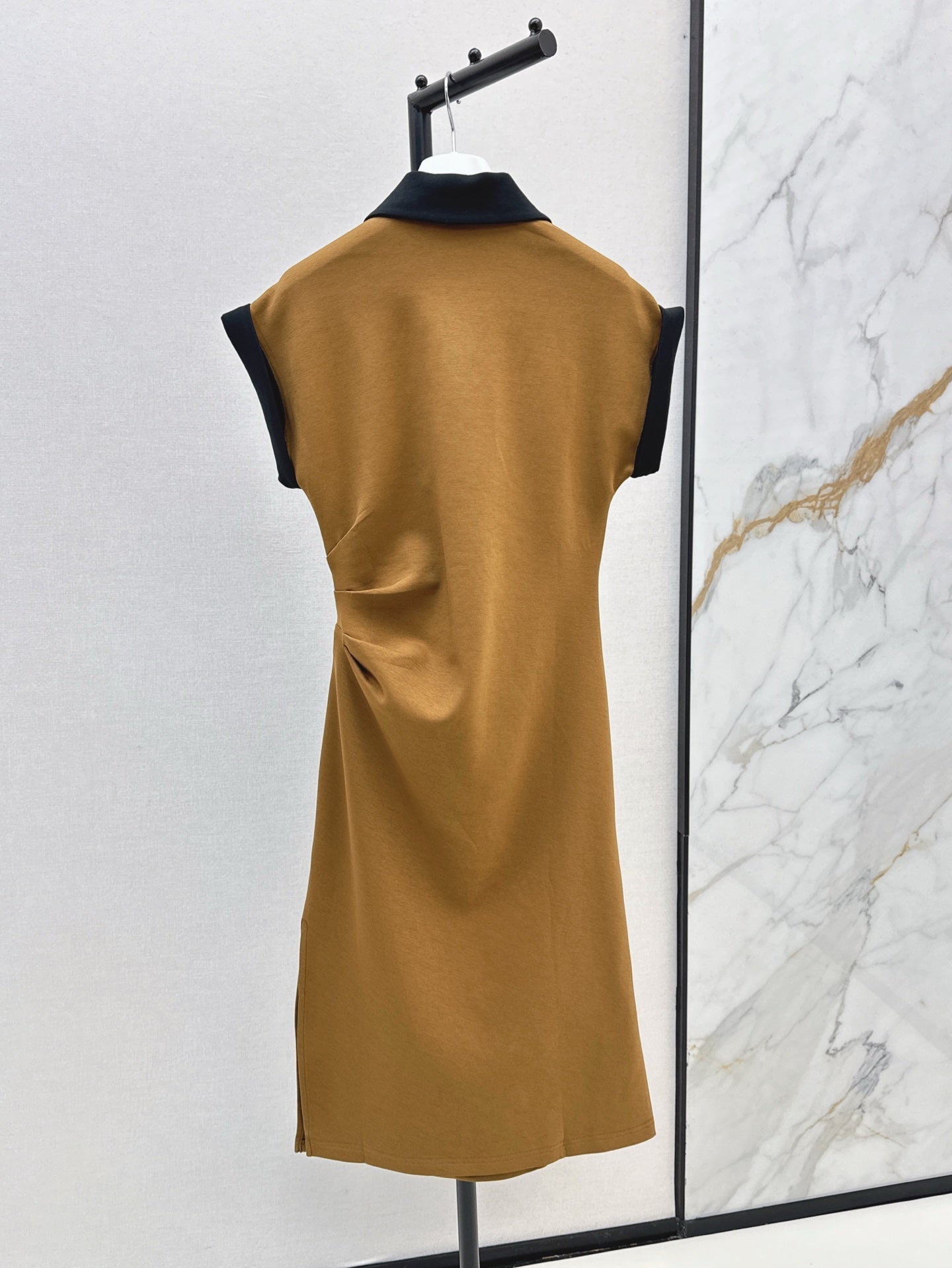 25ss contrasting lapel waist dress