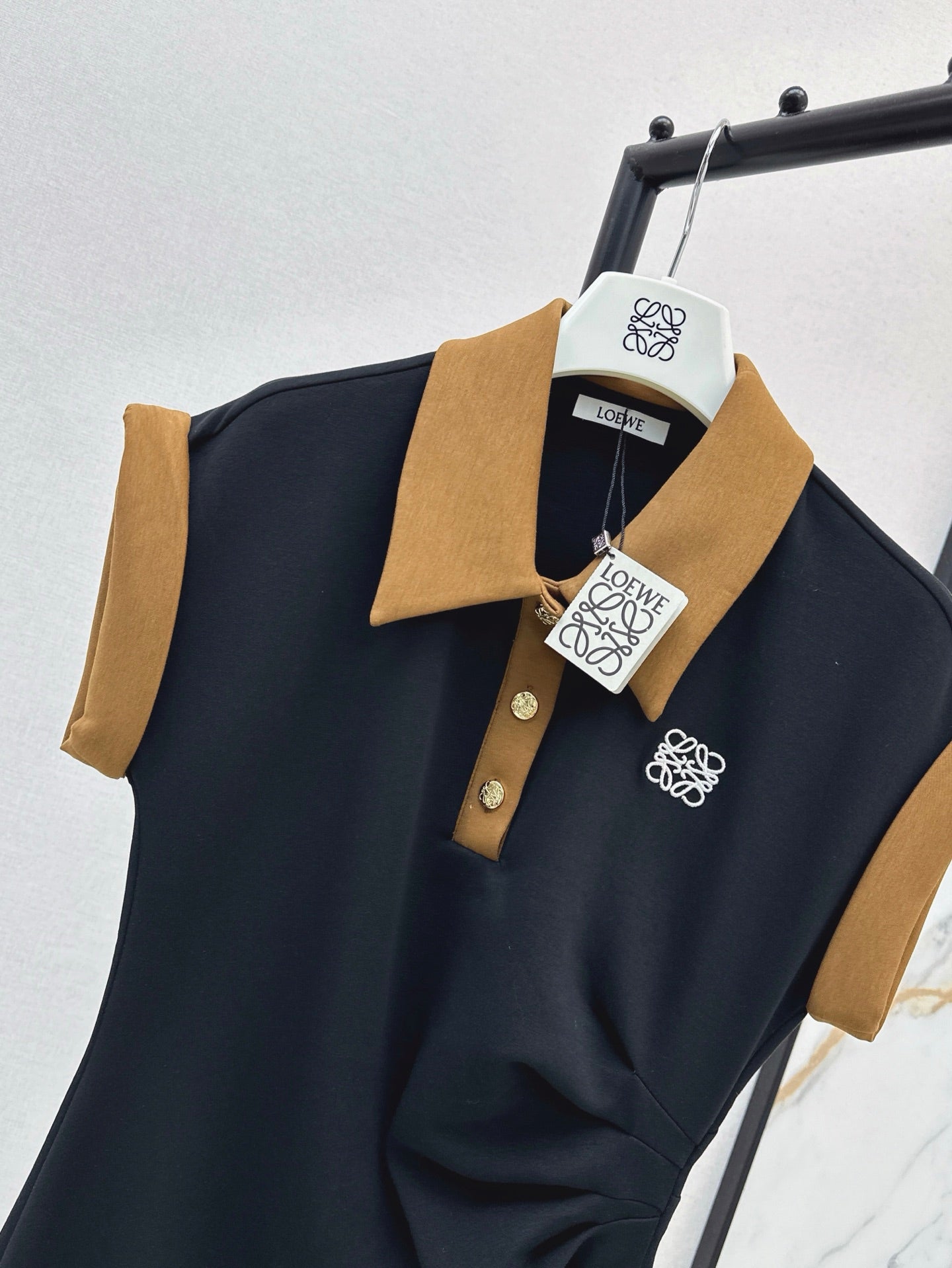 25ss contrasting lapel waist dress