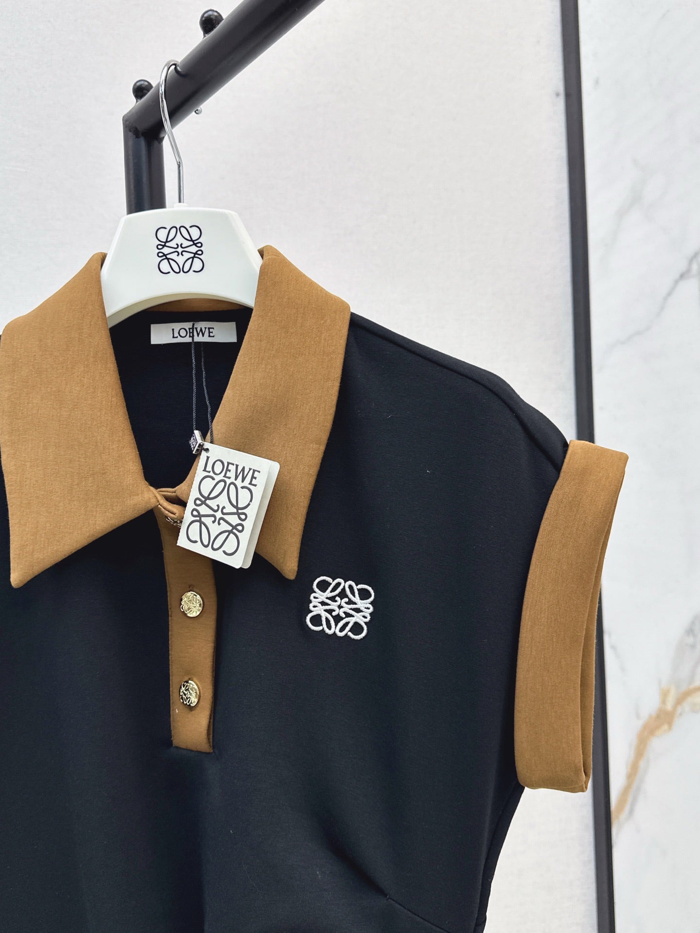 25ss contrasting lapel waist dress