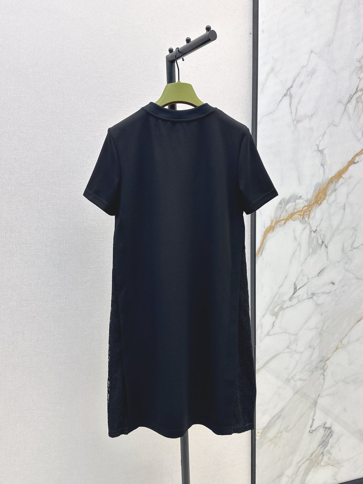 25ss lace patchwork short-sleeved sweatshirt dress