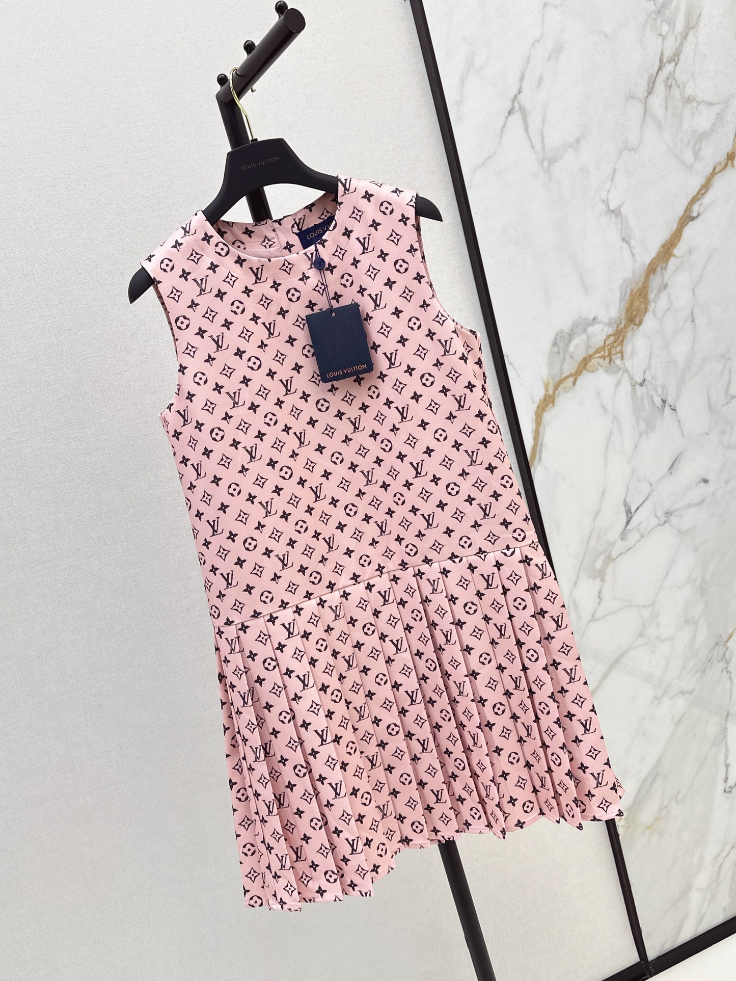 25ss classic floral pink sleeveless dress