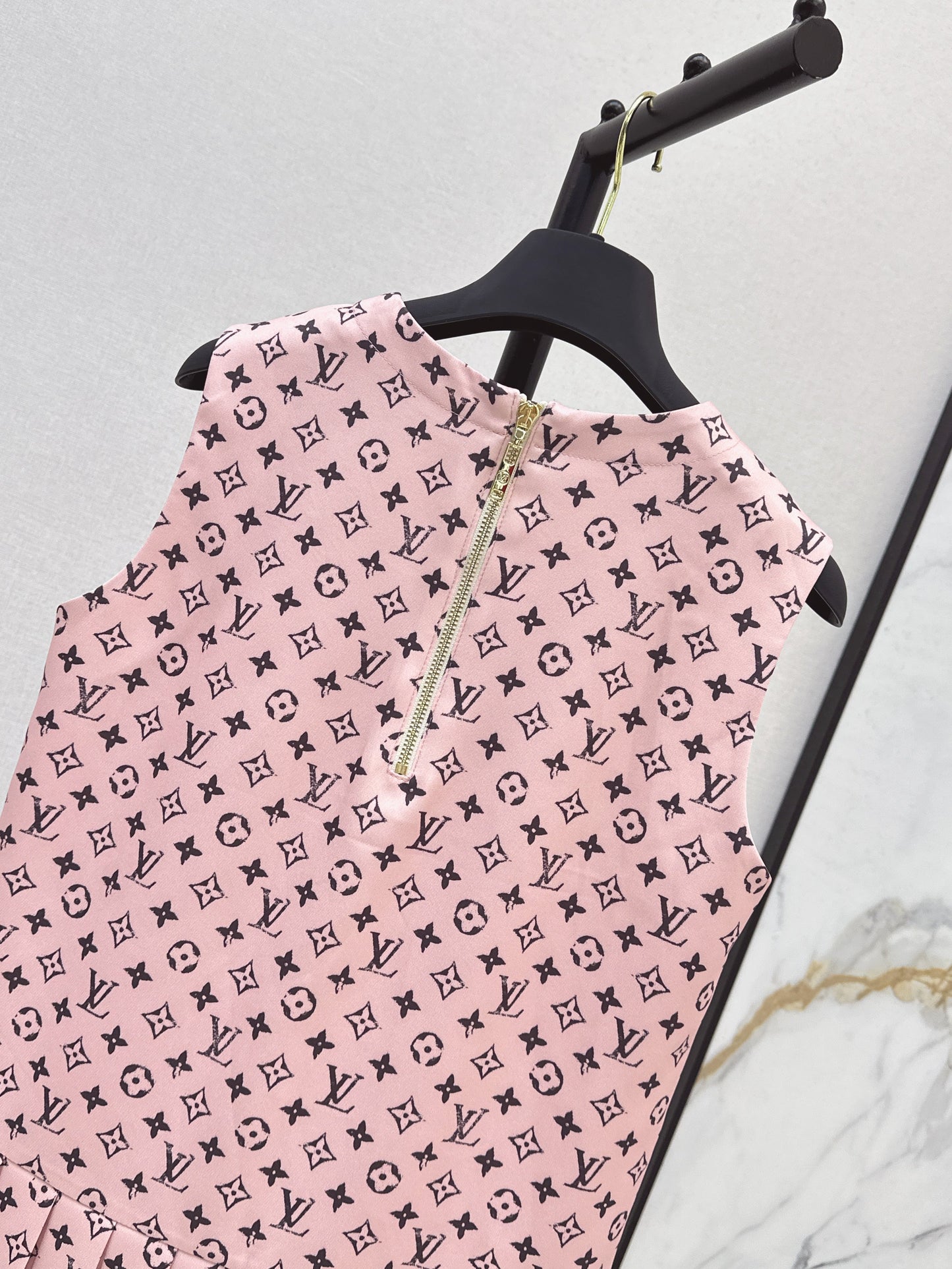 25ss classic floral pink sleeveless dress