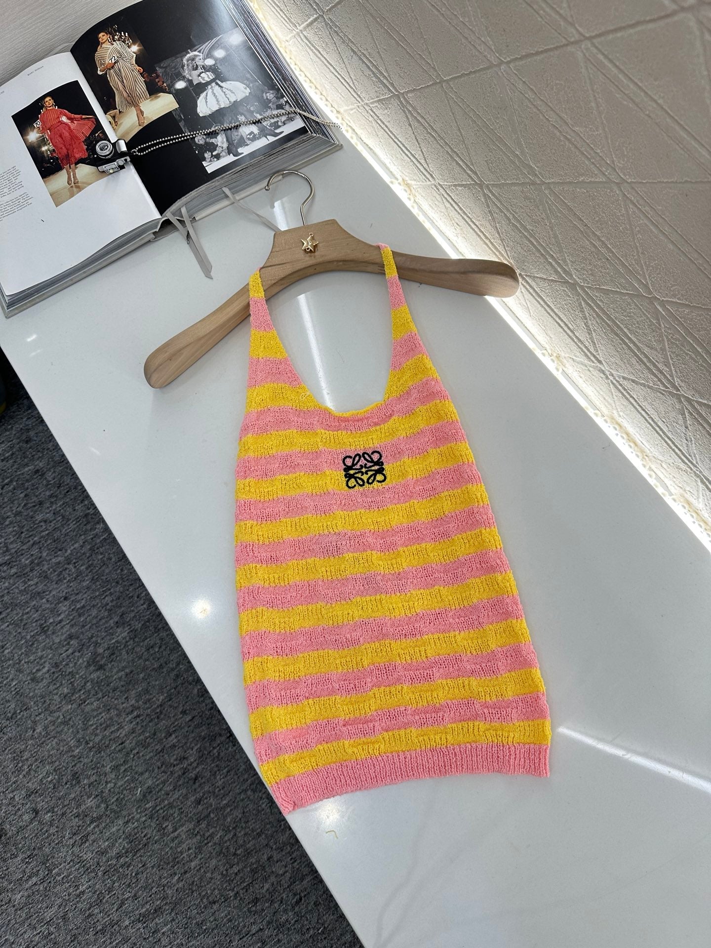 25ss embroidered halter neck vest
