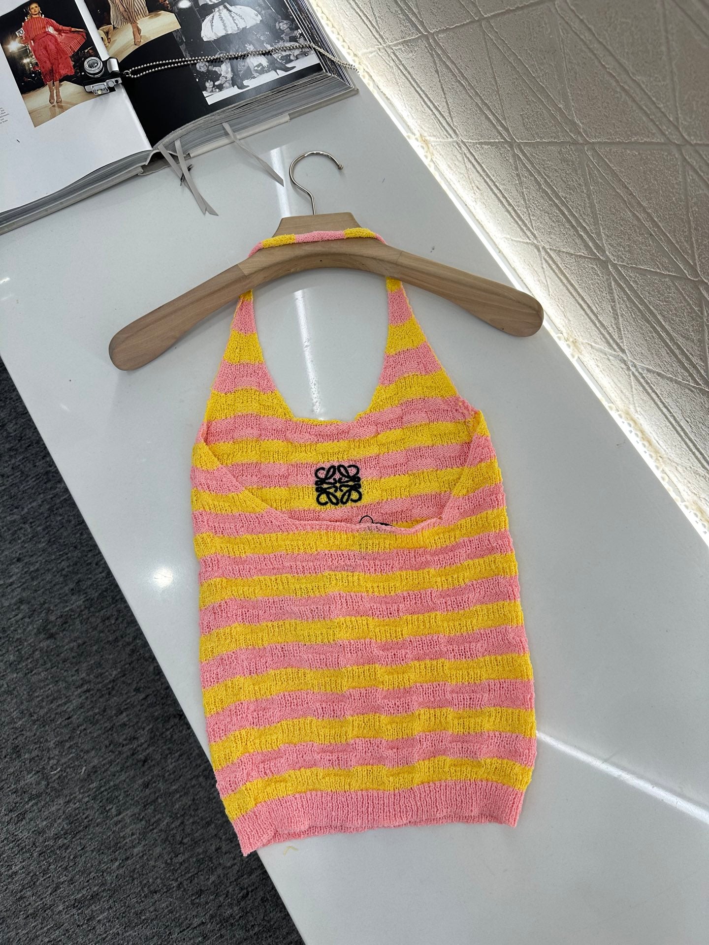 25ss embroidered halter neck vest