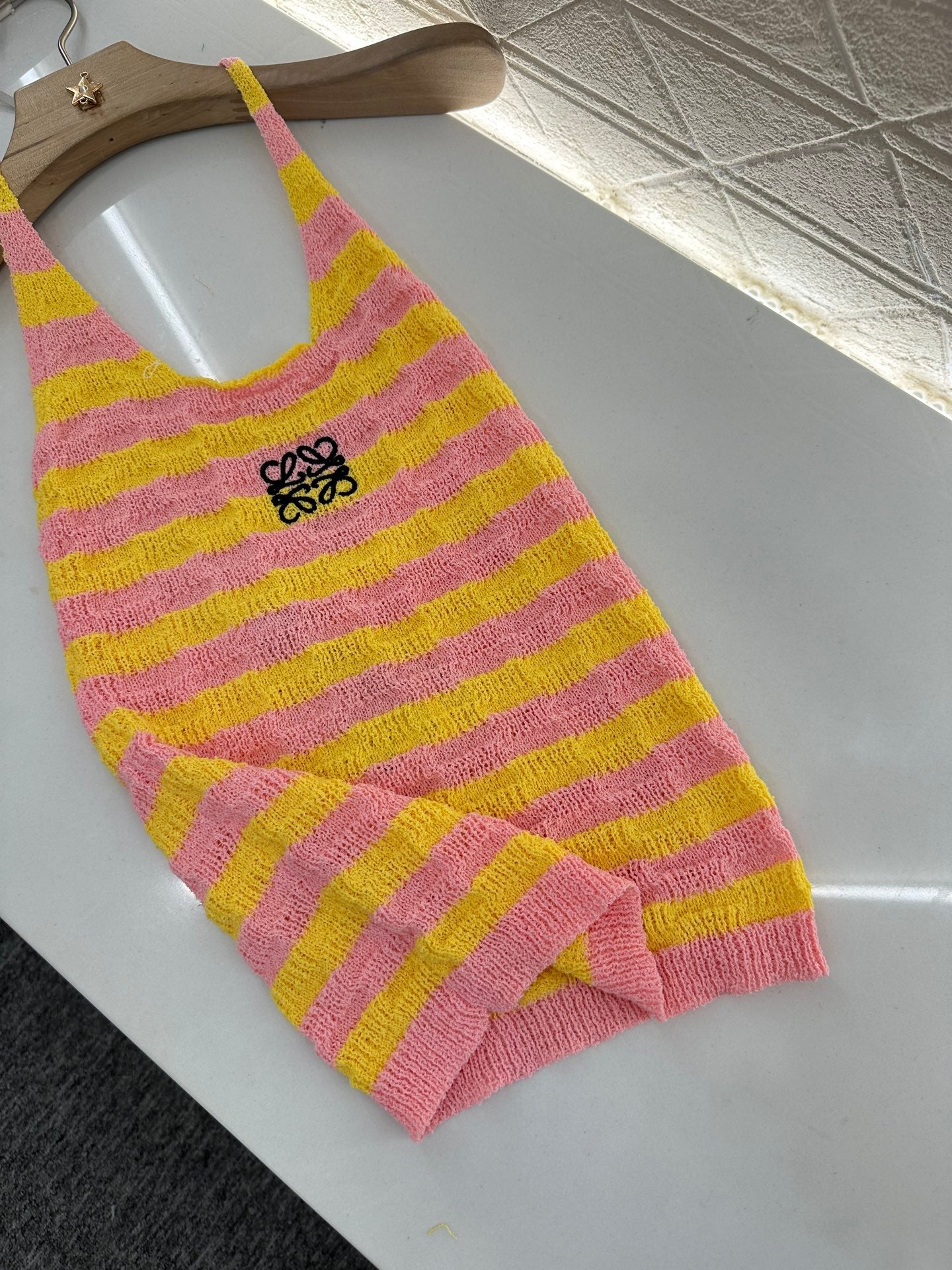 25ss embroidered halter neck vest