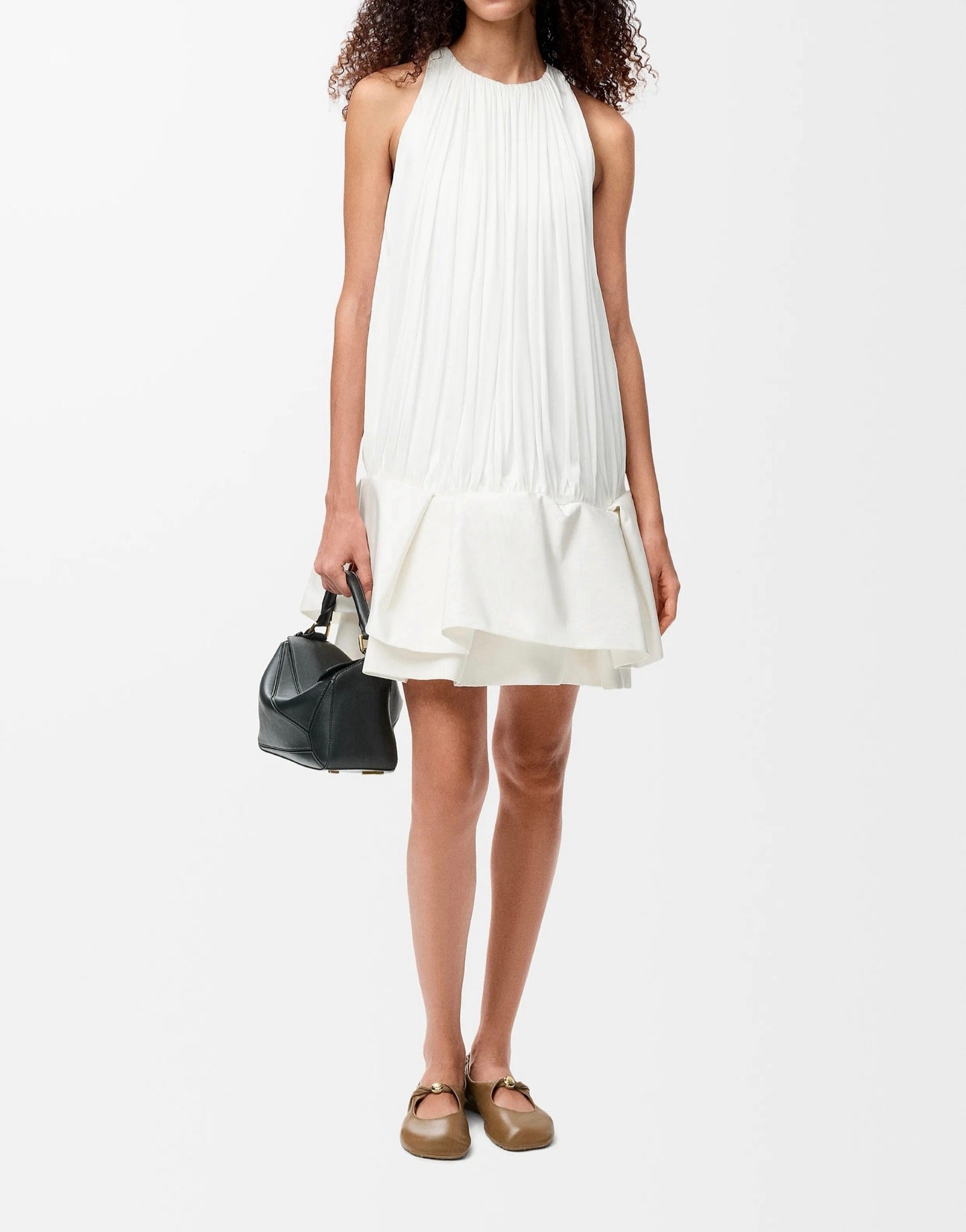 25ss pleated ruffle mini dress