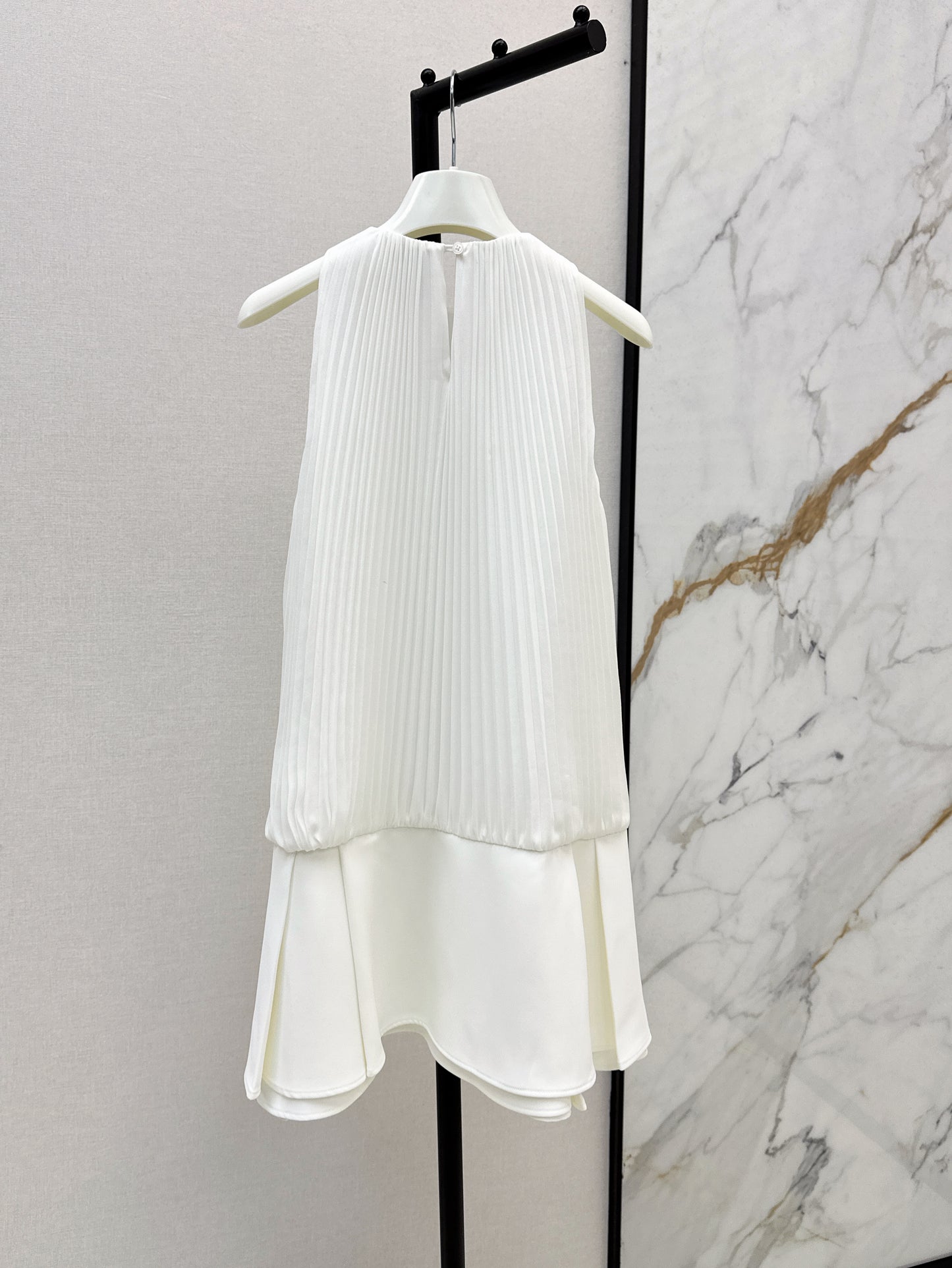 25ss pleated ruffle mini dress