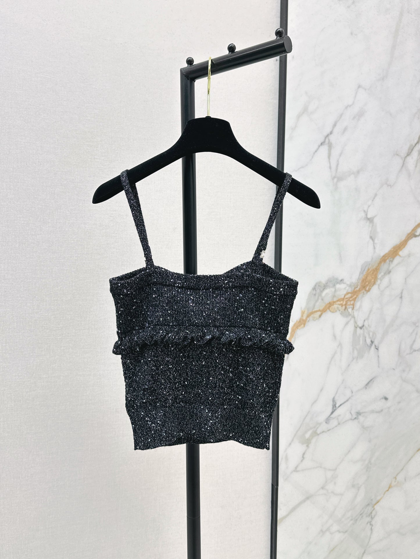 25ss knitted layered lace camisole