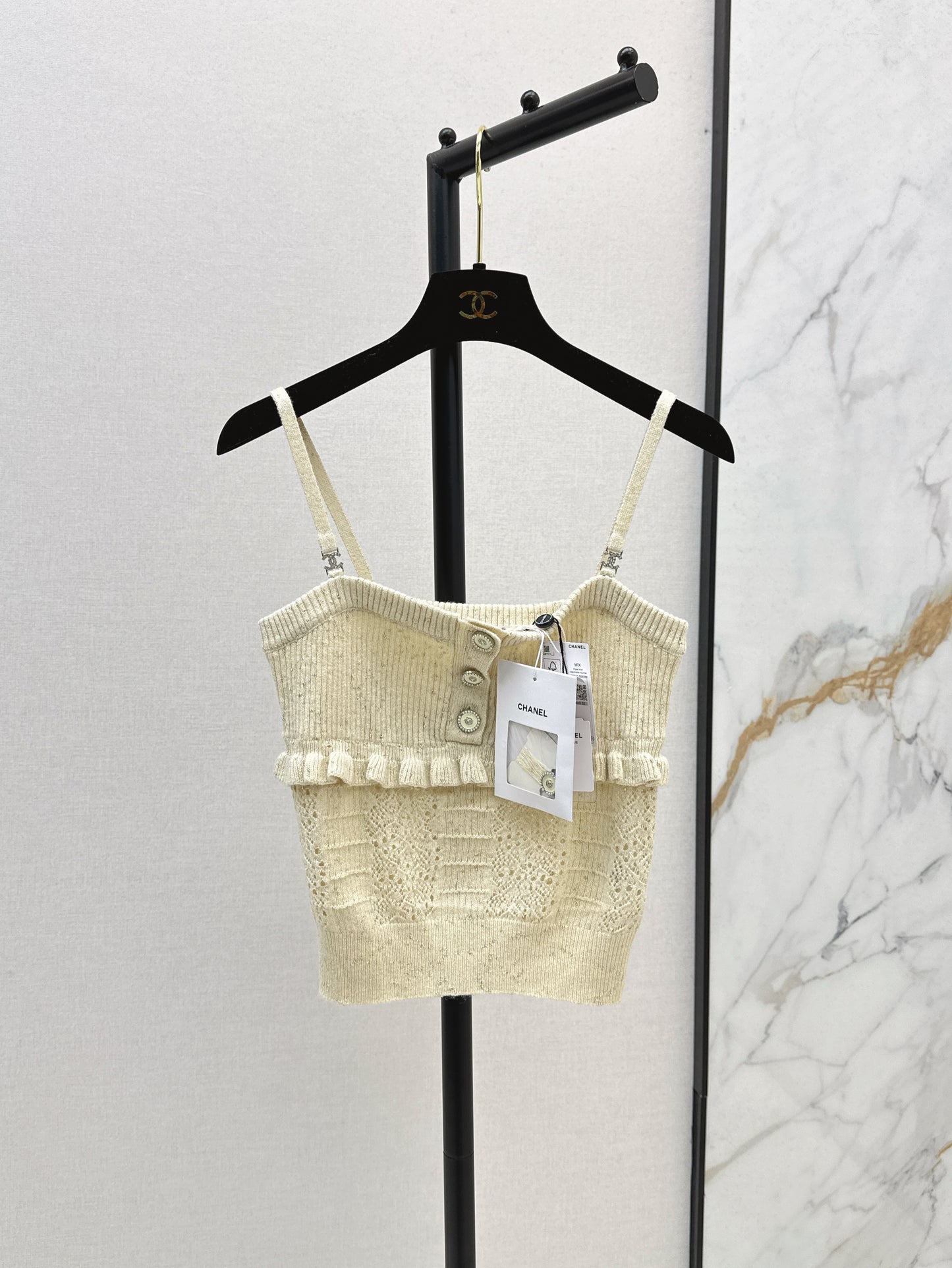 25ss knitted layered lace camisole