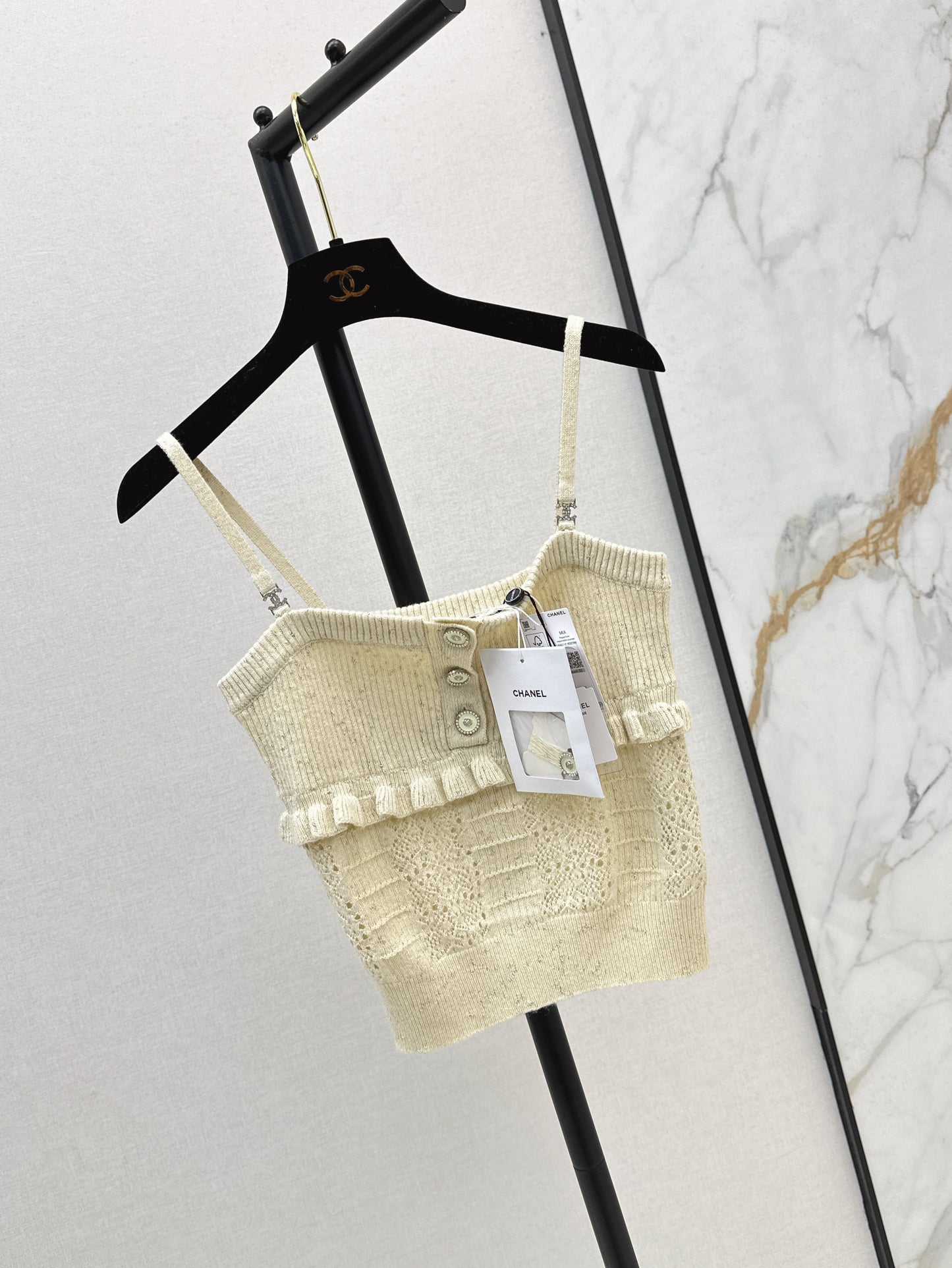 25ss knitted layered lace camisole