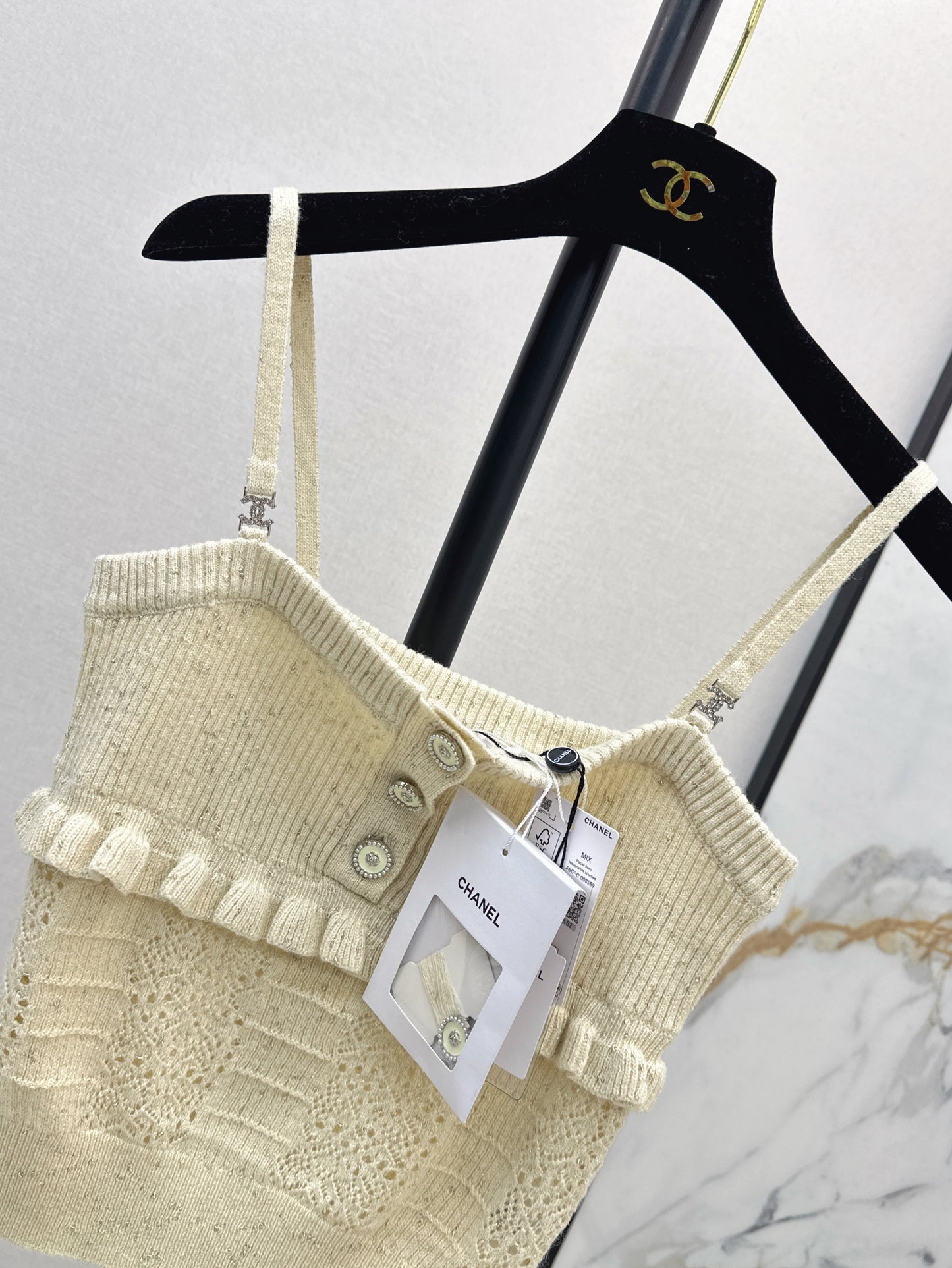 25ss knitted layered lace camisole