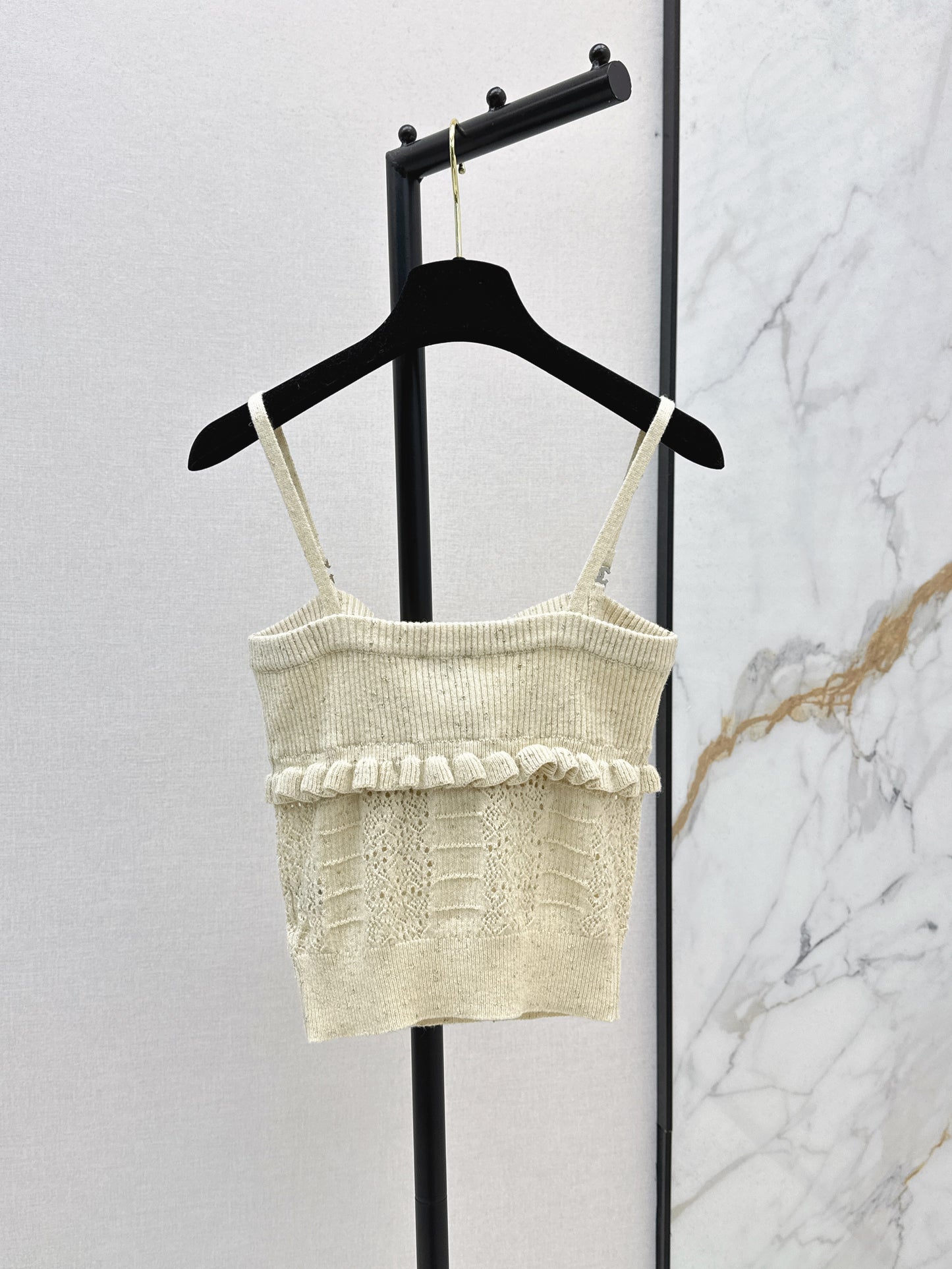 25ss knitted layered lace camisole