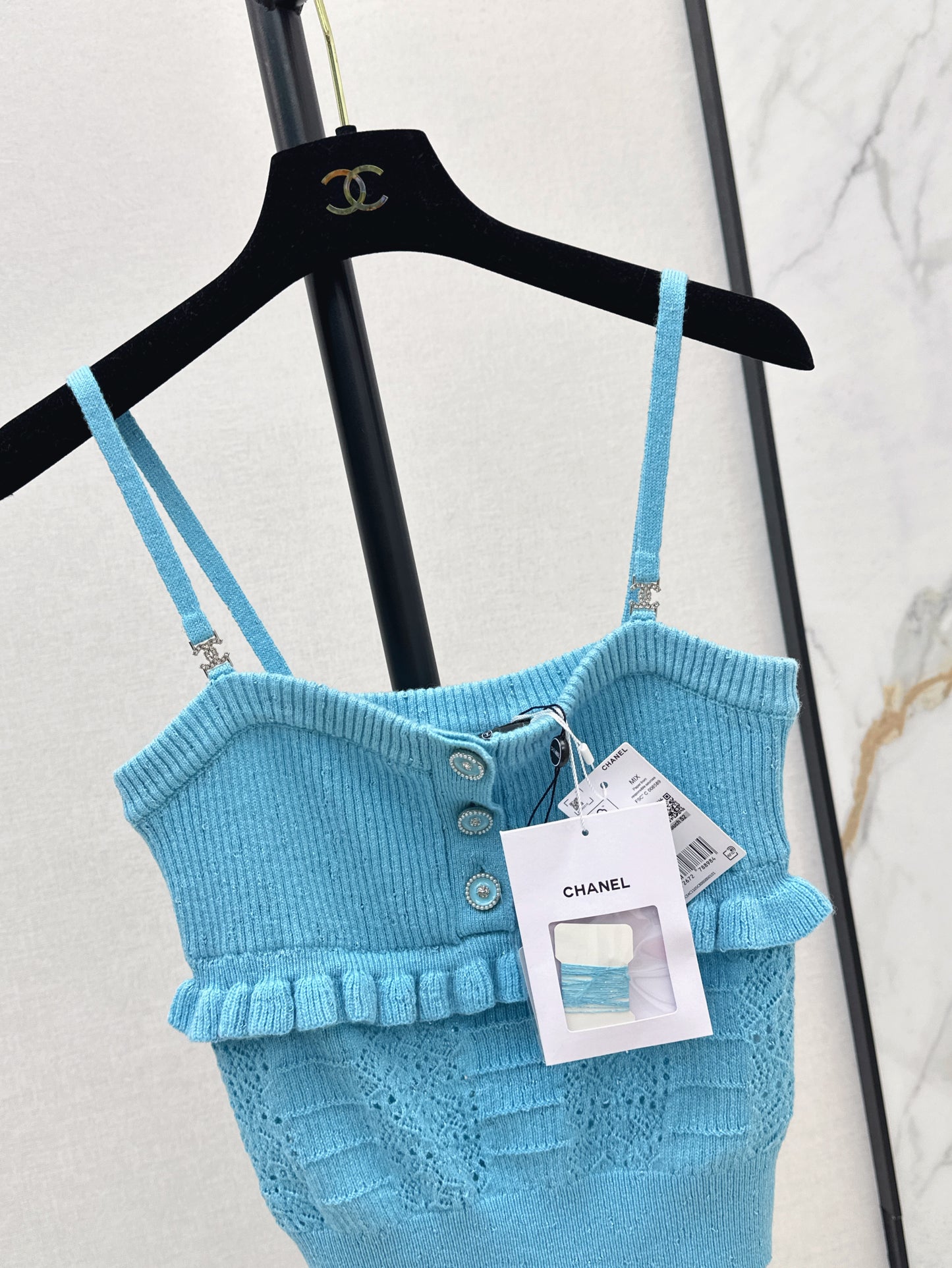25ss knitted layered lace camisole