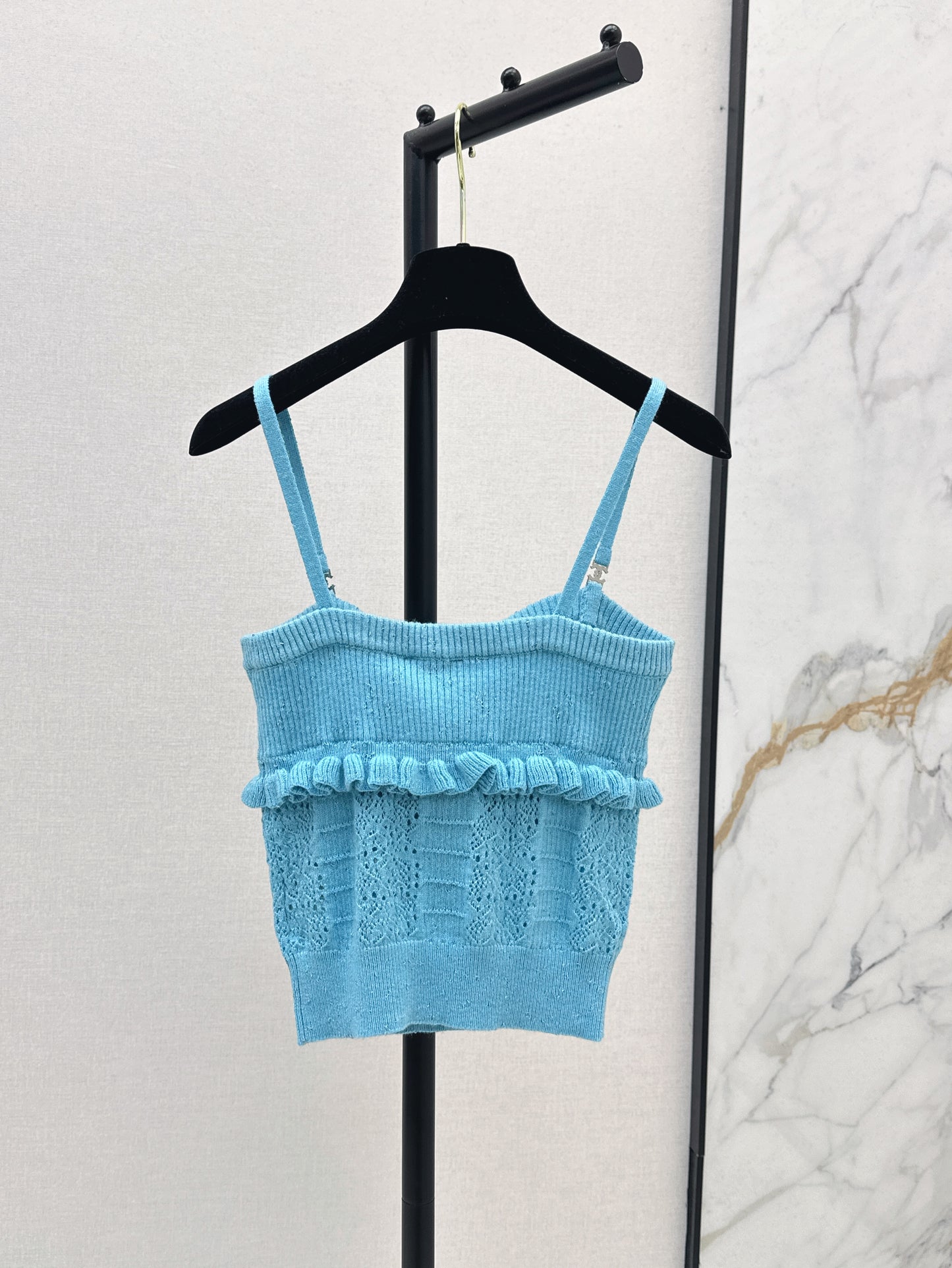 25ss knitted layered lace camisole