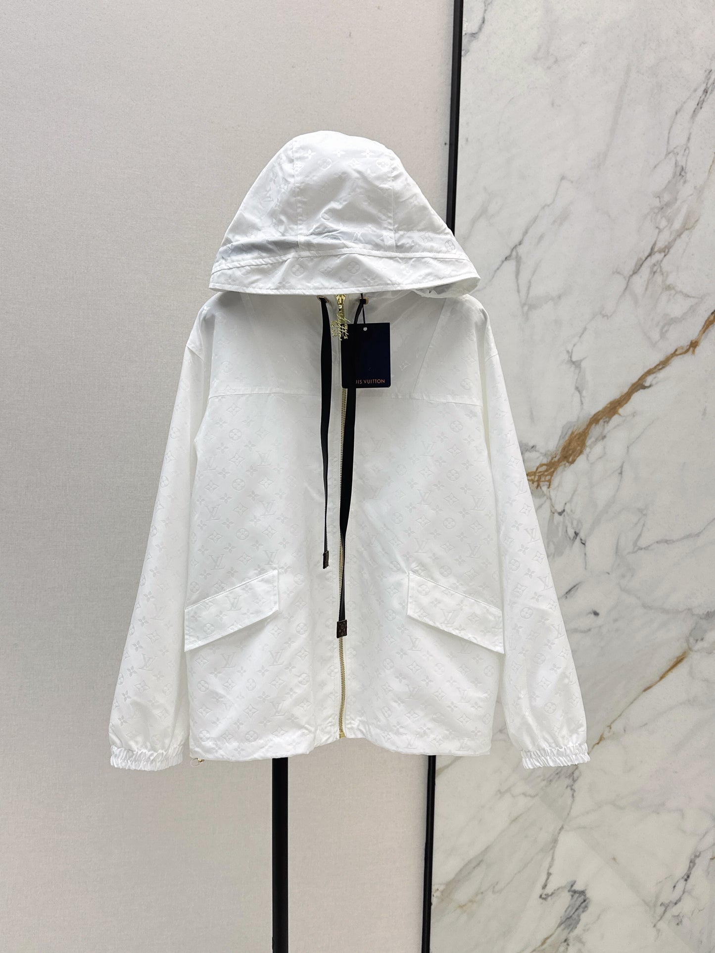 25ss White Classic Monogram Hooded Jacket