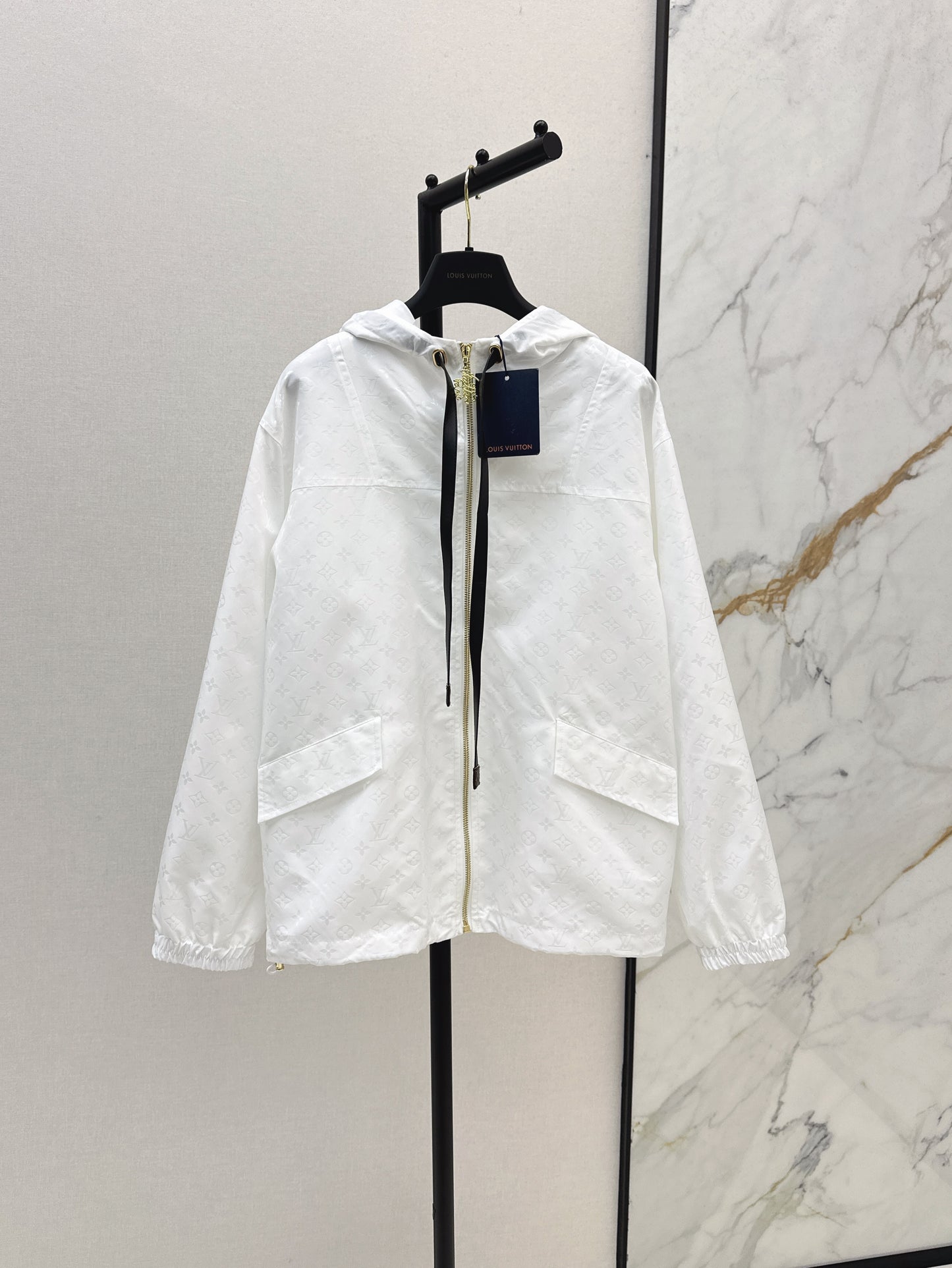 25ss White Classic Monogram Hooded Jacket