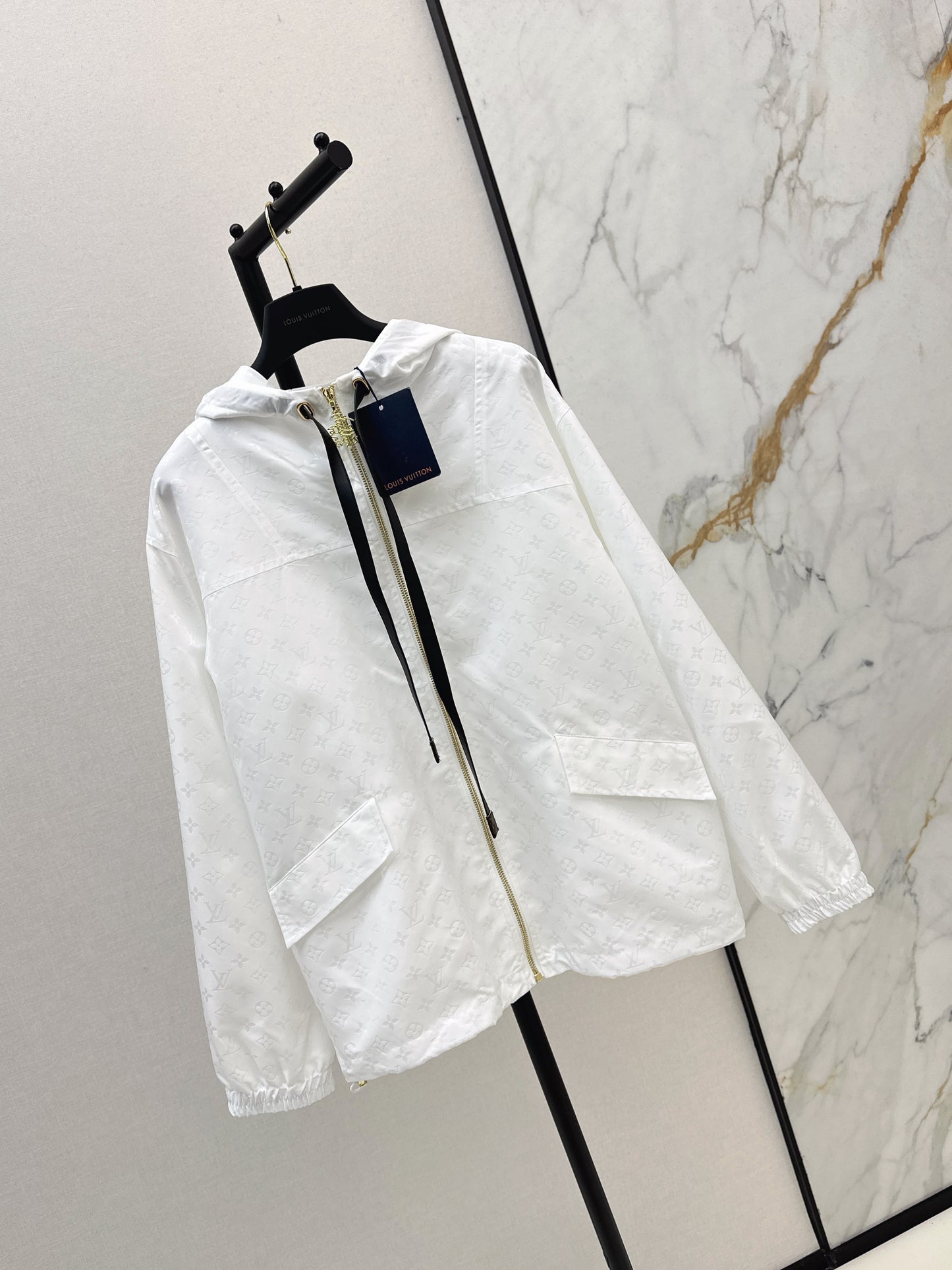 25ss White Classic Monogram Hooded Jacket