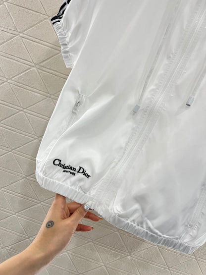 25ss logo embroidered hooded zipper short sleeves + shorts set
