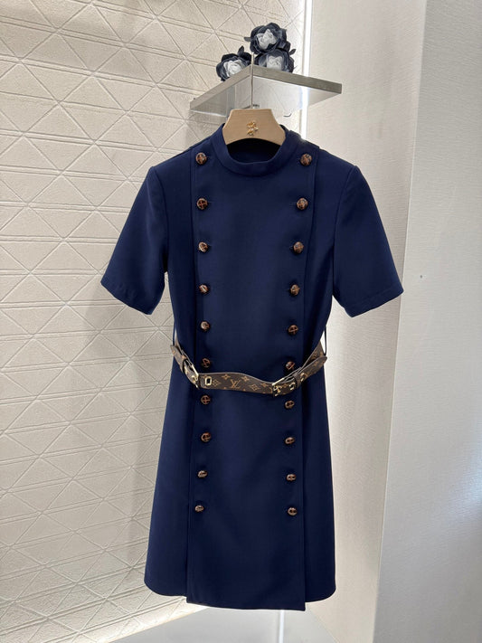 New Double Breasted Belted Dress Two Colors