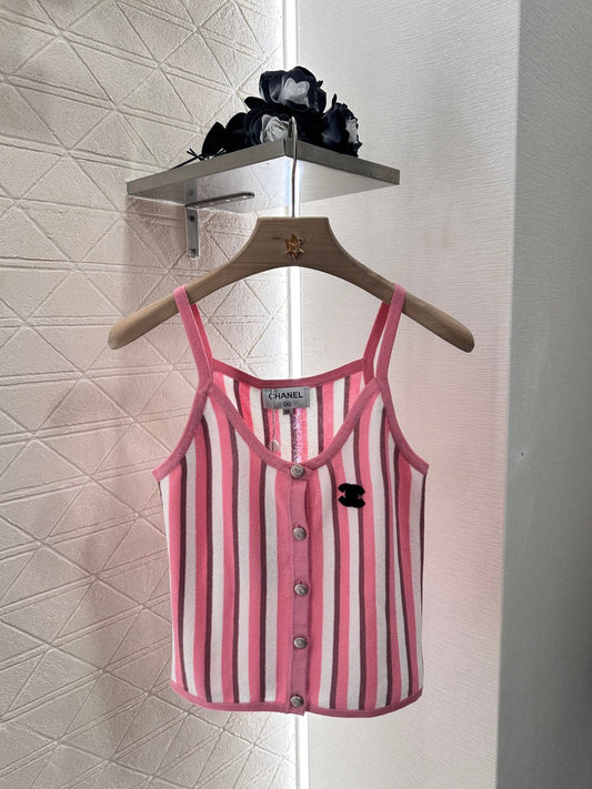 25ss striped camisole knitted vest