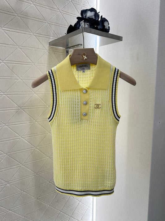 25ss lapel wool yarn knitted vest