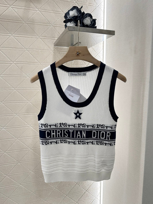 25ss crochet letter knitted vest