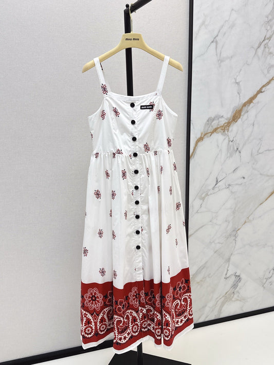 25ss printed embellished slip dress