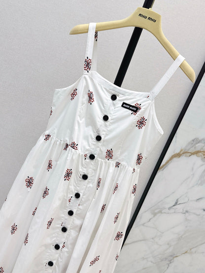 25ss printed embellished slip dress