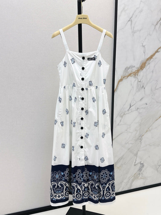 25ss printed embellished slip dress