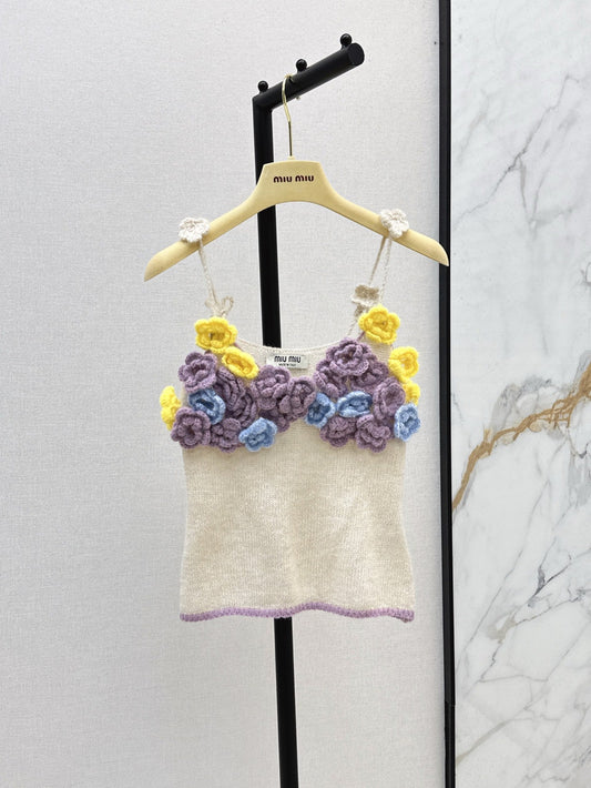 25ss three-dimensional handmade flower decoration small sling