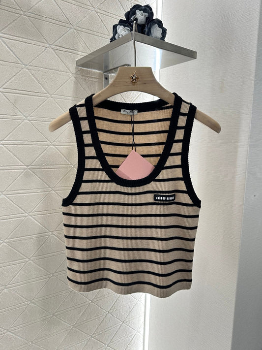 25ss striped knitted vest2