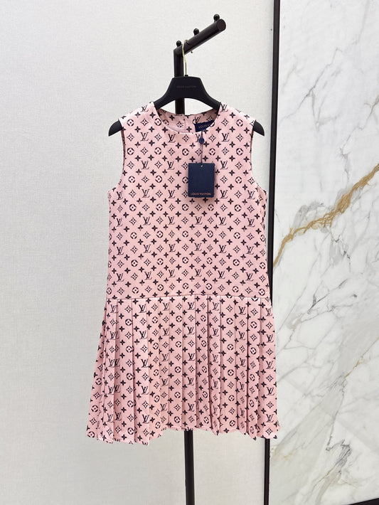 25ss classic floral pink sleeveless dress