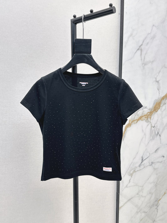 25ss logo embellished diamond T-shirt