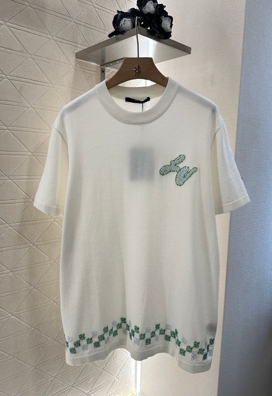 25ss round neck beaded T-shirt