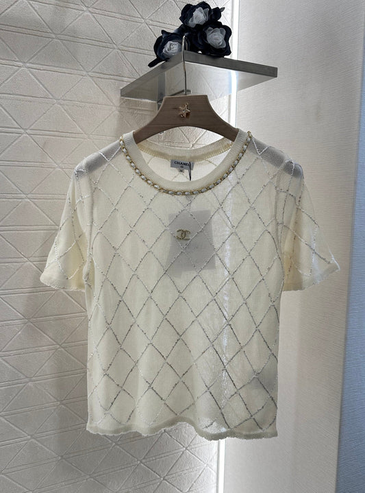 25ss diamond chain knitted T-shirt