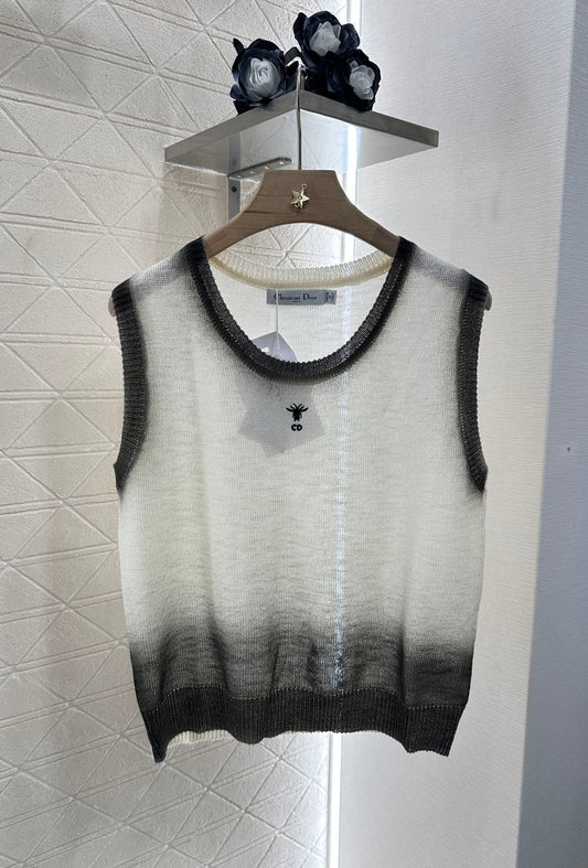 25ss round neck gradient knitted vest